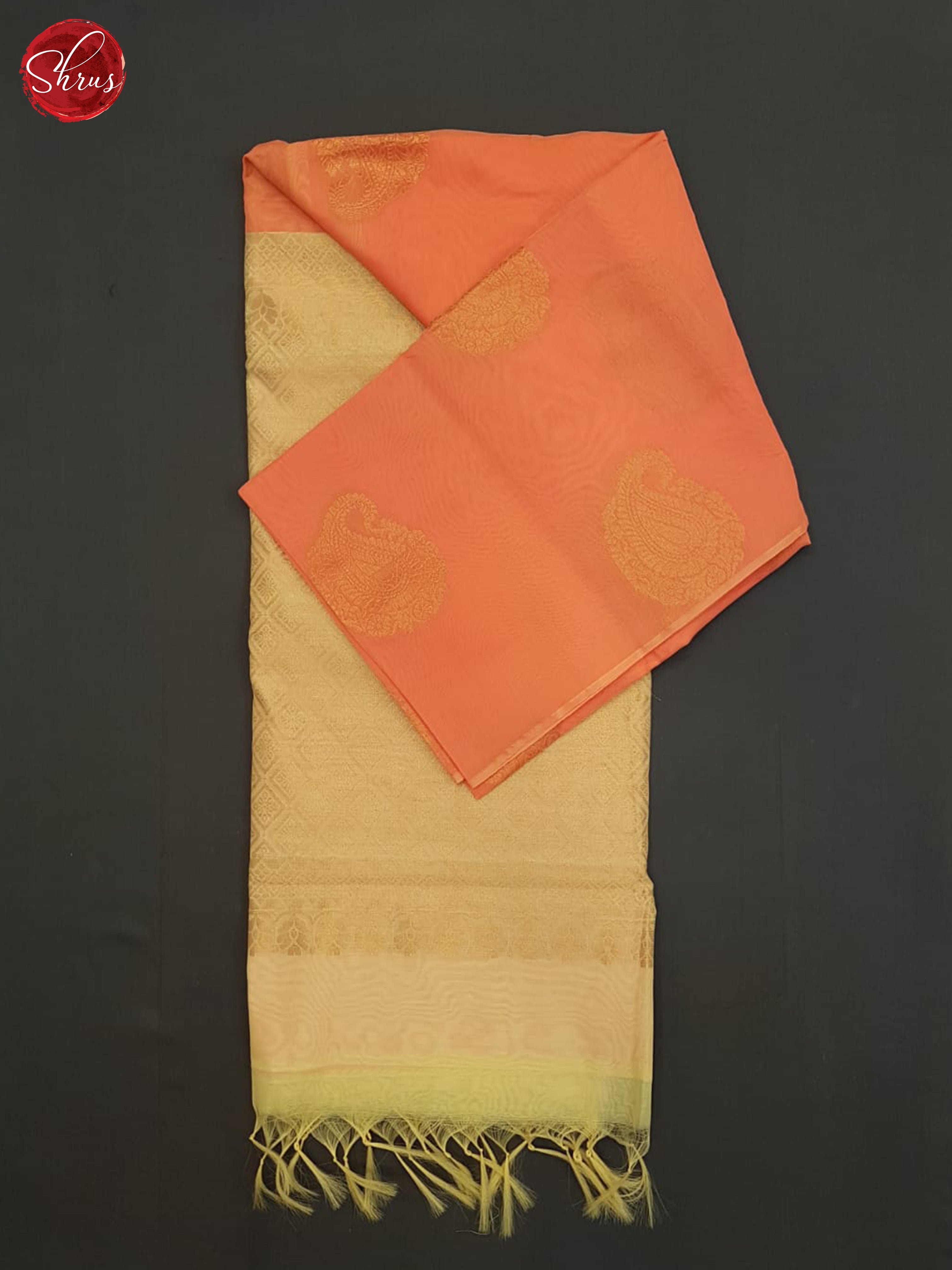 Orange And Beige- semi silk cotton saree - Shop on ShrusEternity.com
