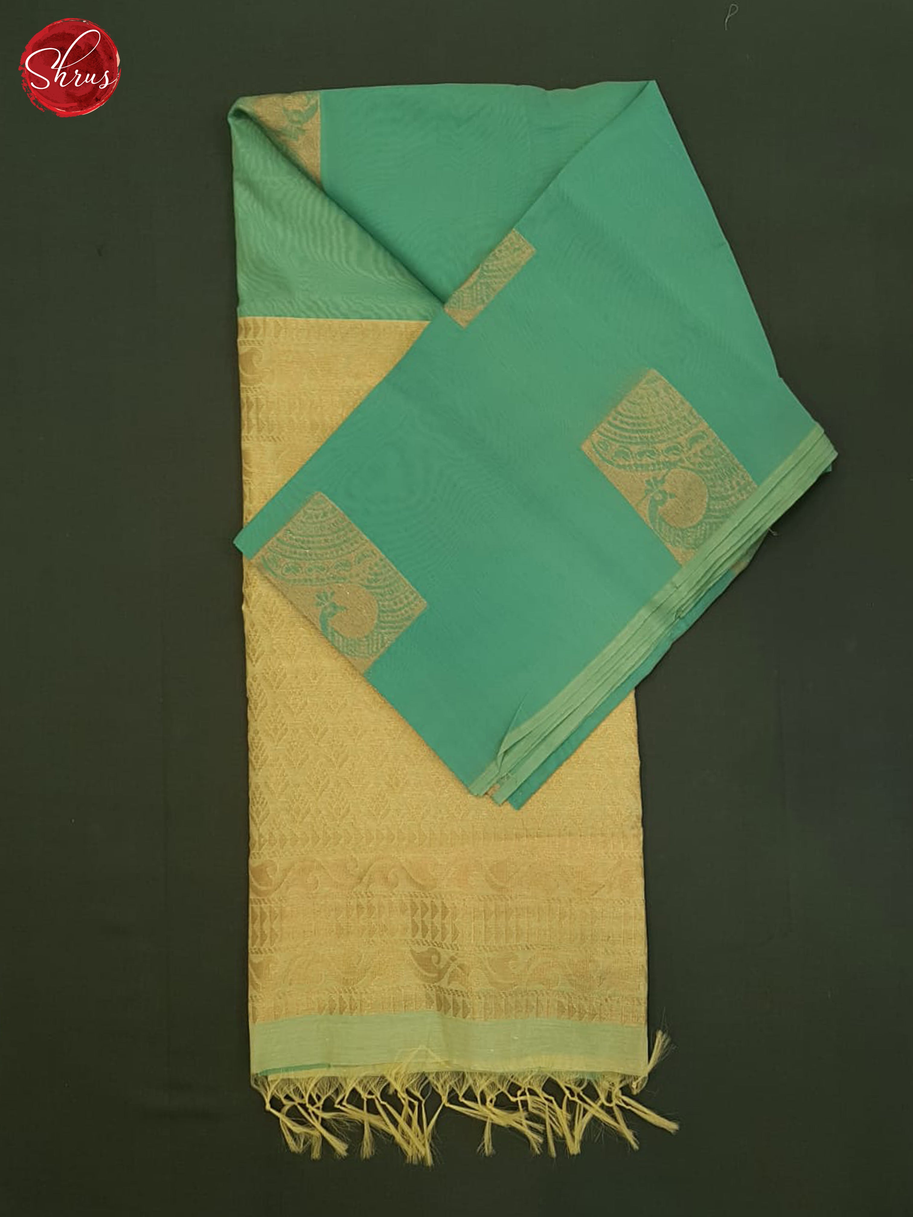Green And Beige-semi silk Cotton saree - Shop on ShrusEternity.com