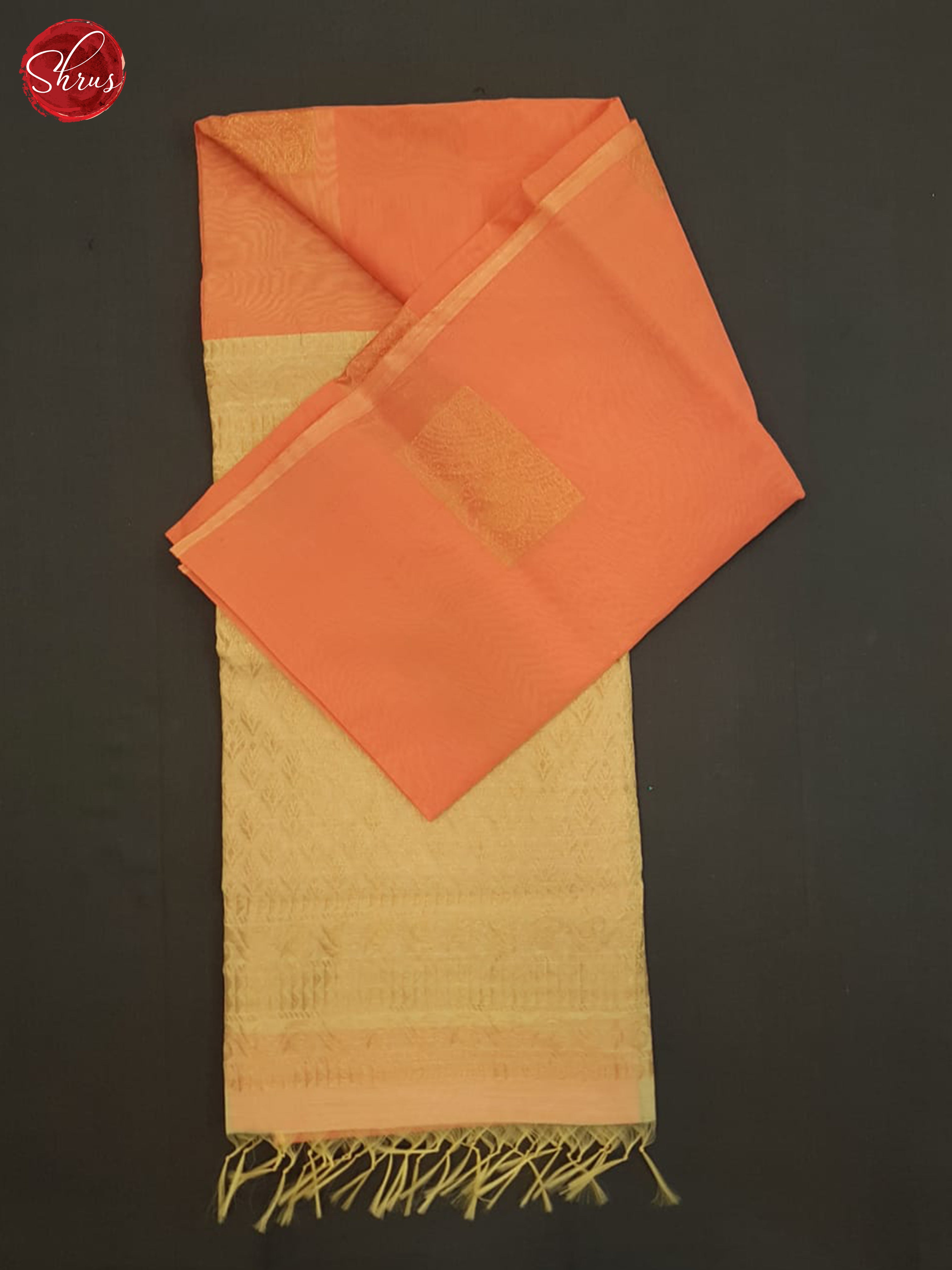 Orange And Beige-Semi  Silk Cotton Saree - Shop on ShrusEternity.com