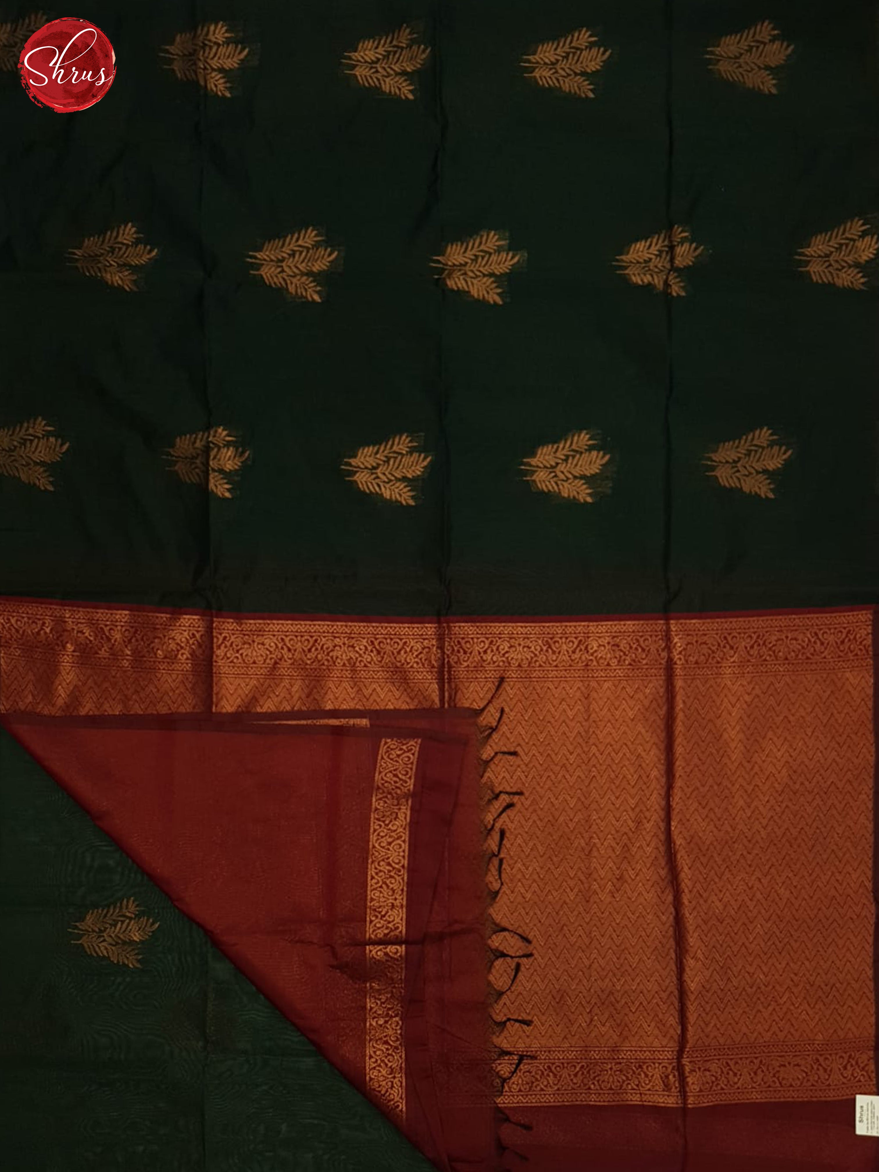 Green And Arakku Maroon-Semi Silk cotton saree - Shop on ShrusEternity.com