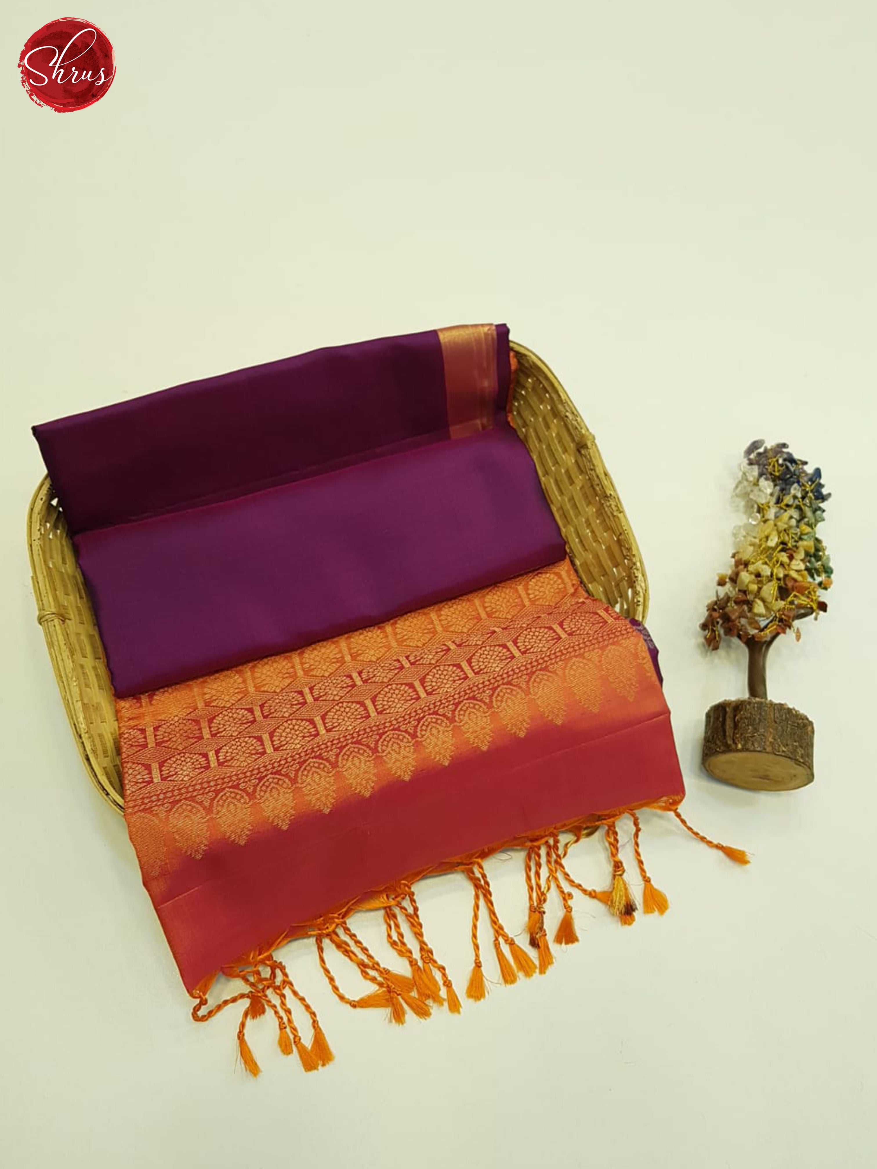 Wine And Orange - Soft Silk saree - Shop on ShrusEternity.com