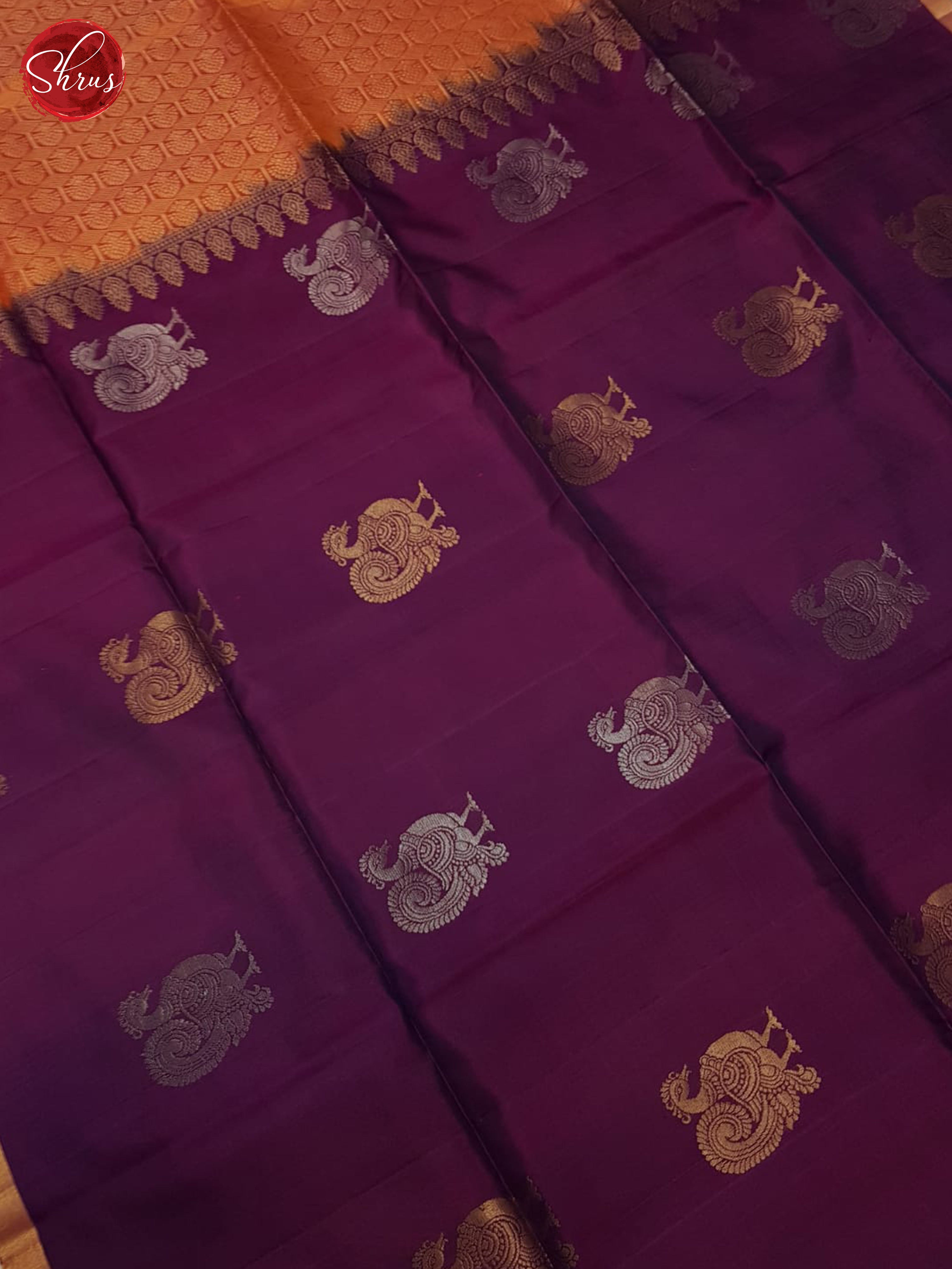 Wine And Orange - Soft Silk saree - Shop on ShrusEternity.com