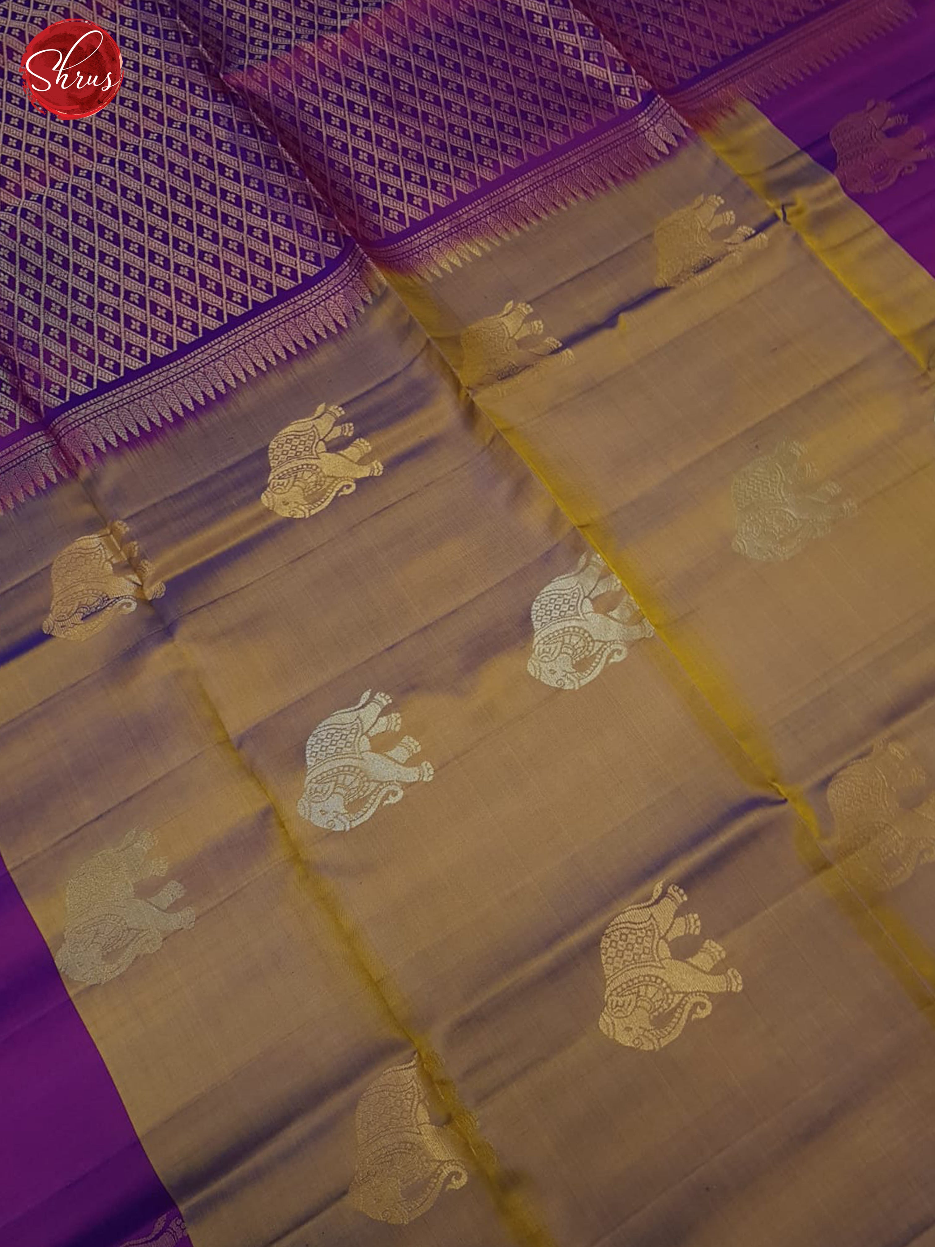 Dusty Brown And Purple - soft silk saree - Shop on ShrusEternity.com