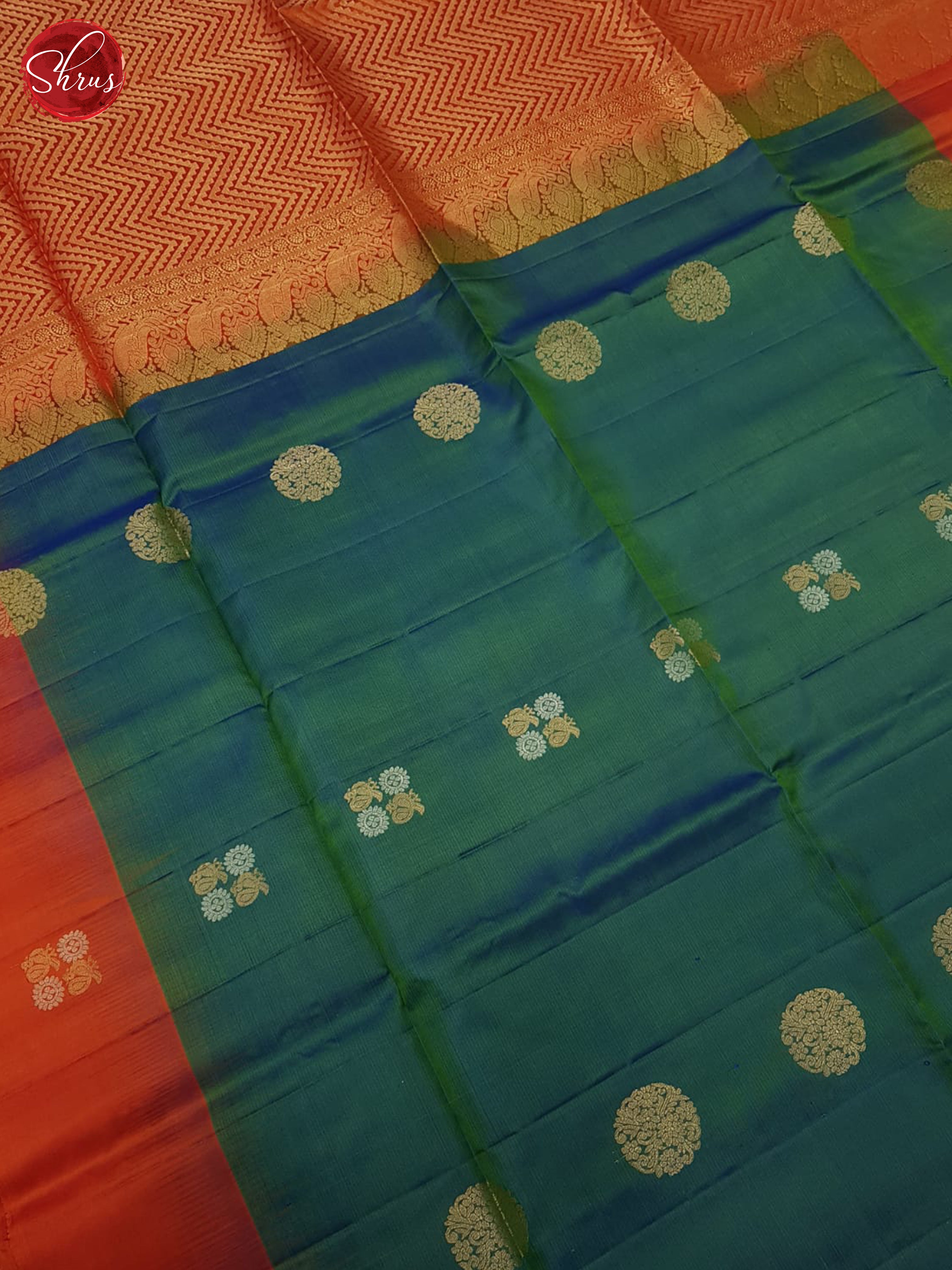 Blue And Orangish Pink-Soft silk saree - Shop on ShrusEternity.com