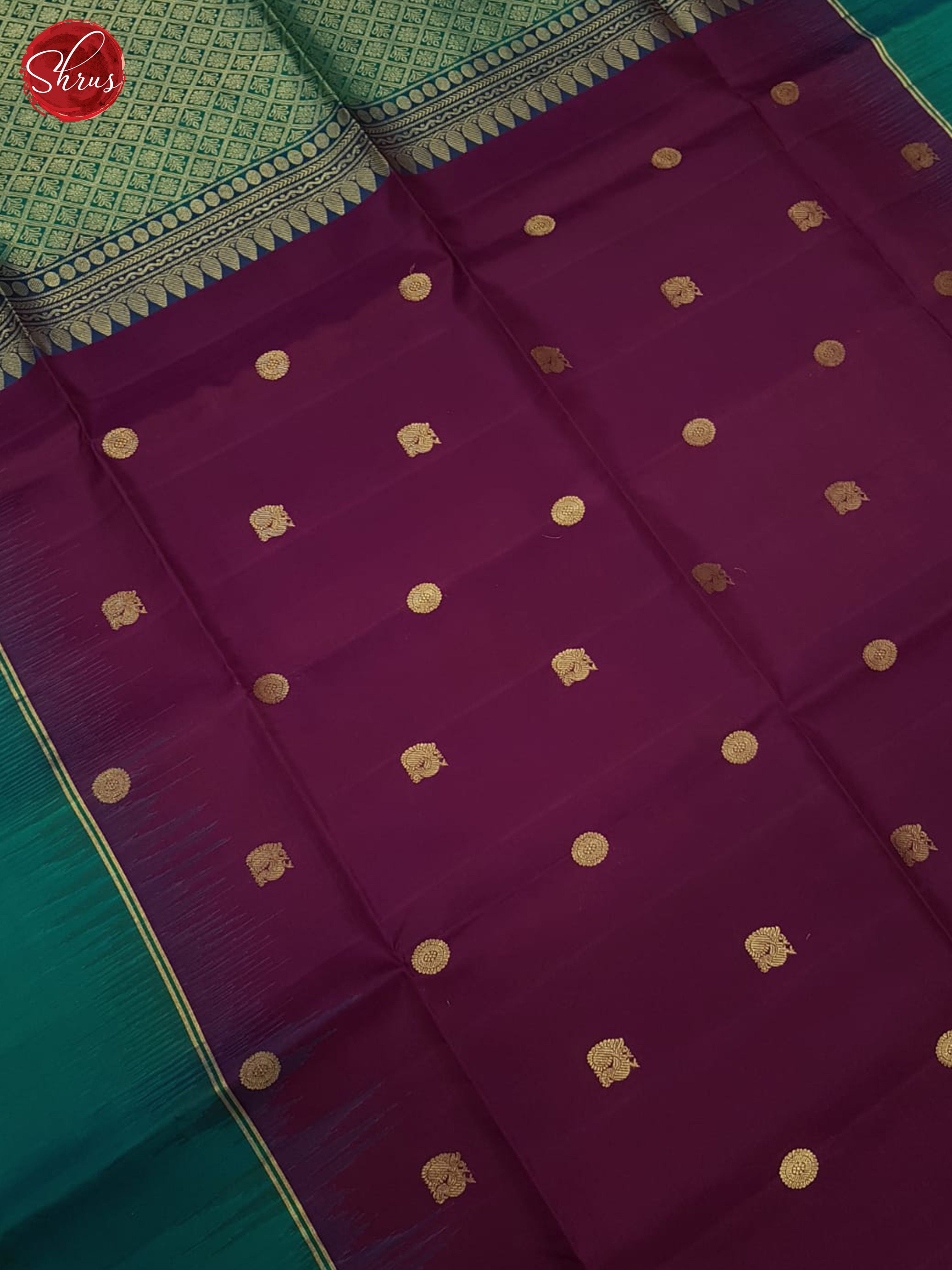 Wine And Green- Soft silk saree - Shop on ShrusEternity.com