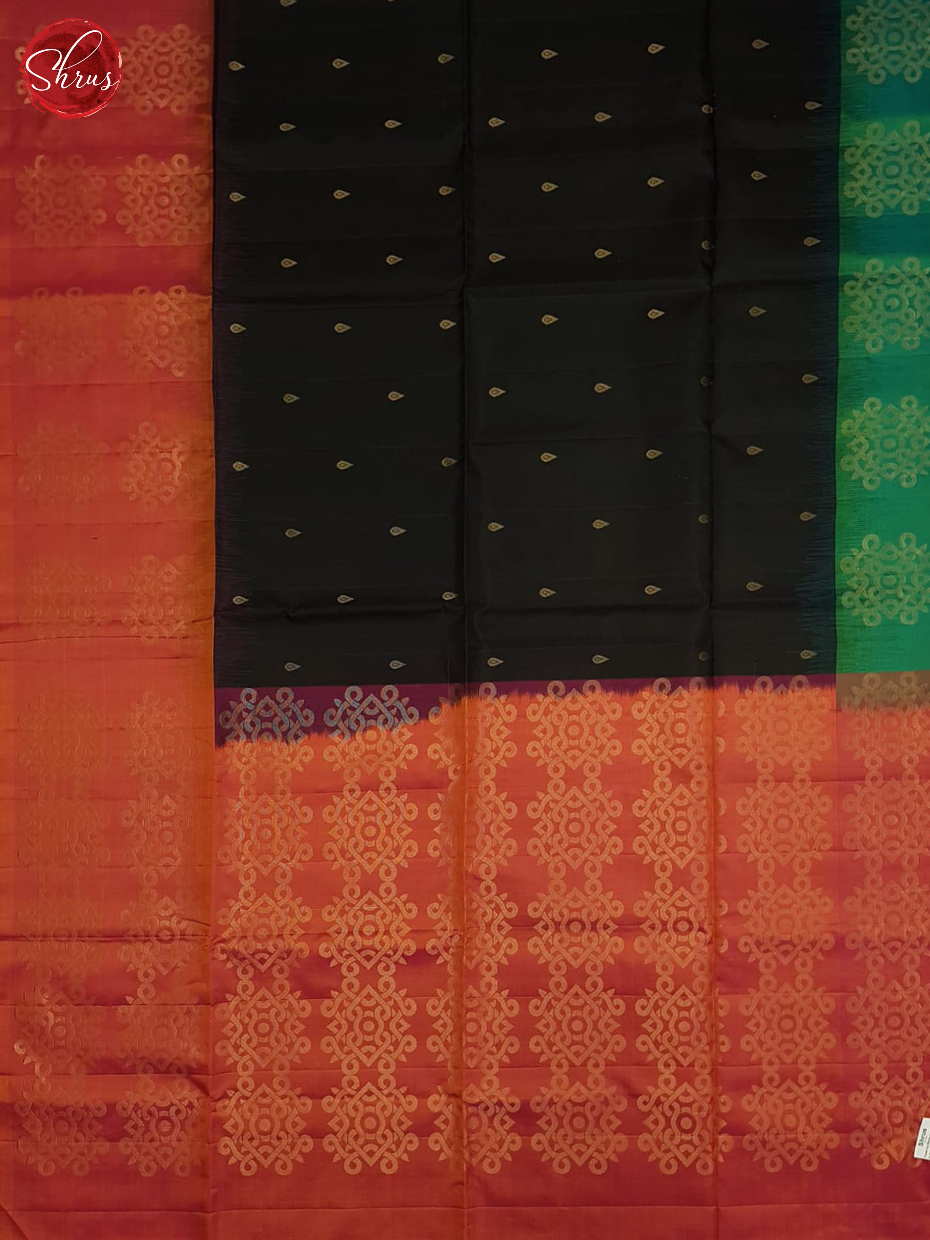 Black And Orange-Soft silk saree - Shop on ShrusEternity.com