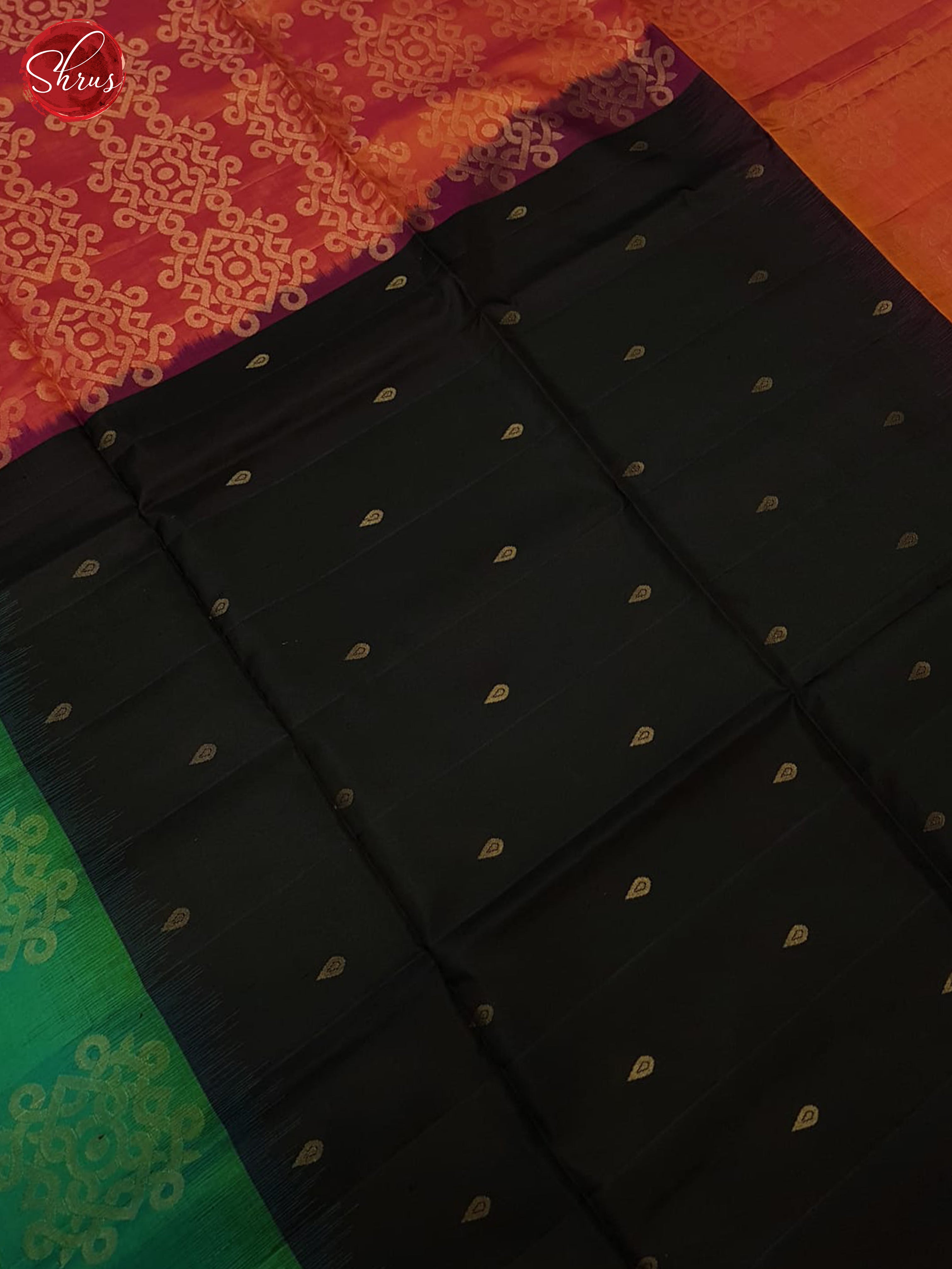 Black And Orange-Soft silk saree - Shop on ShrusEternity.com