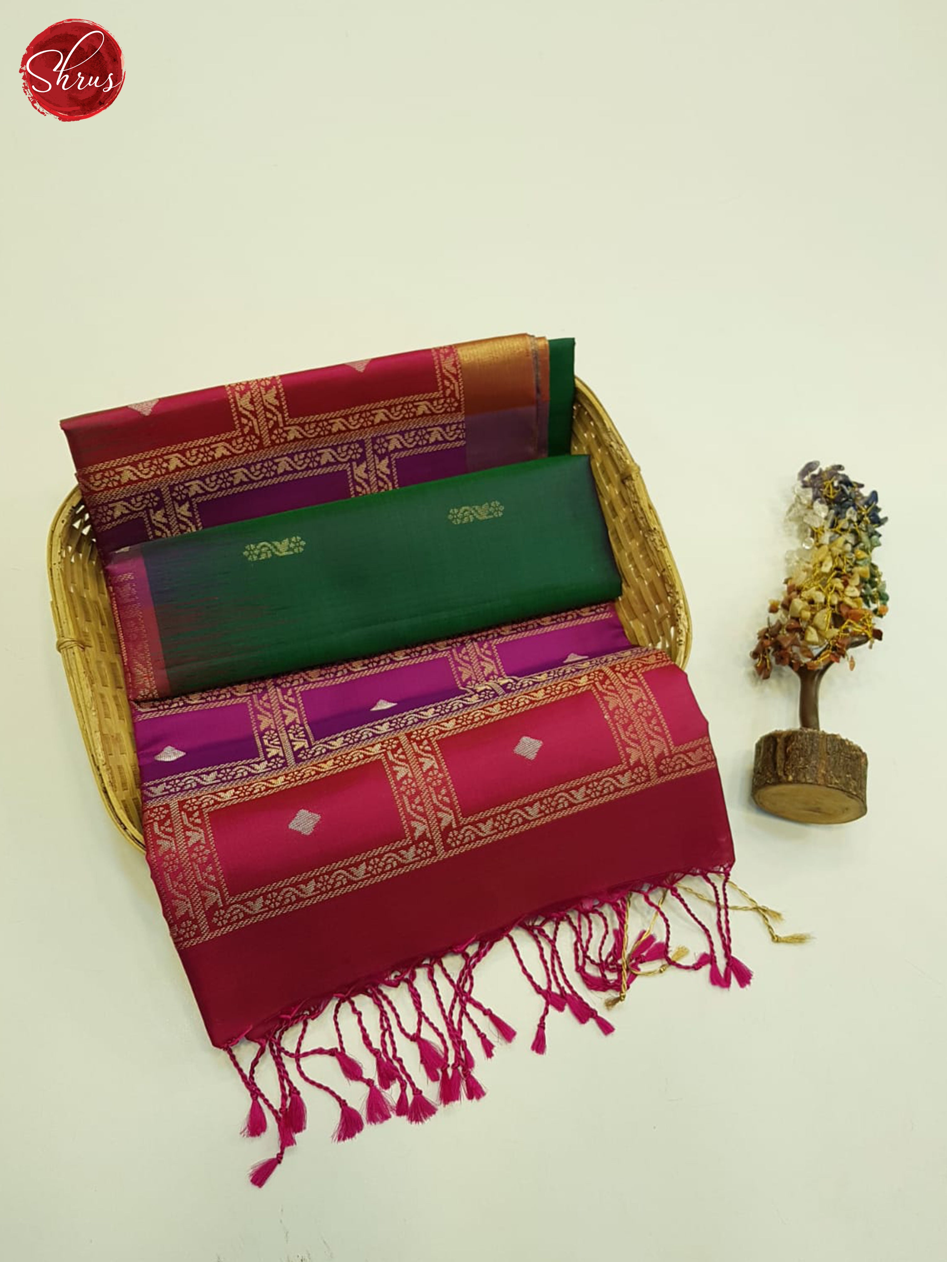 Green And Pink-Soft silk saree - Shop on ShrusEternity.com