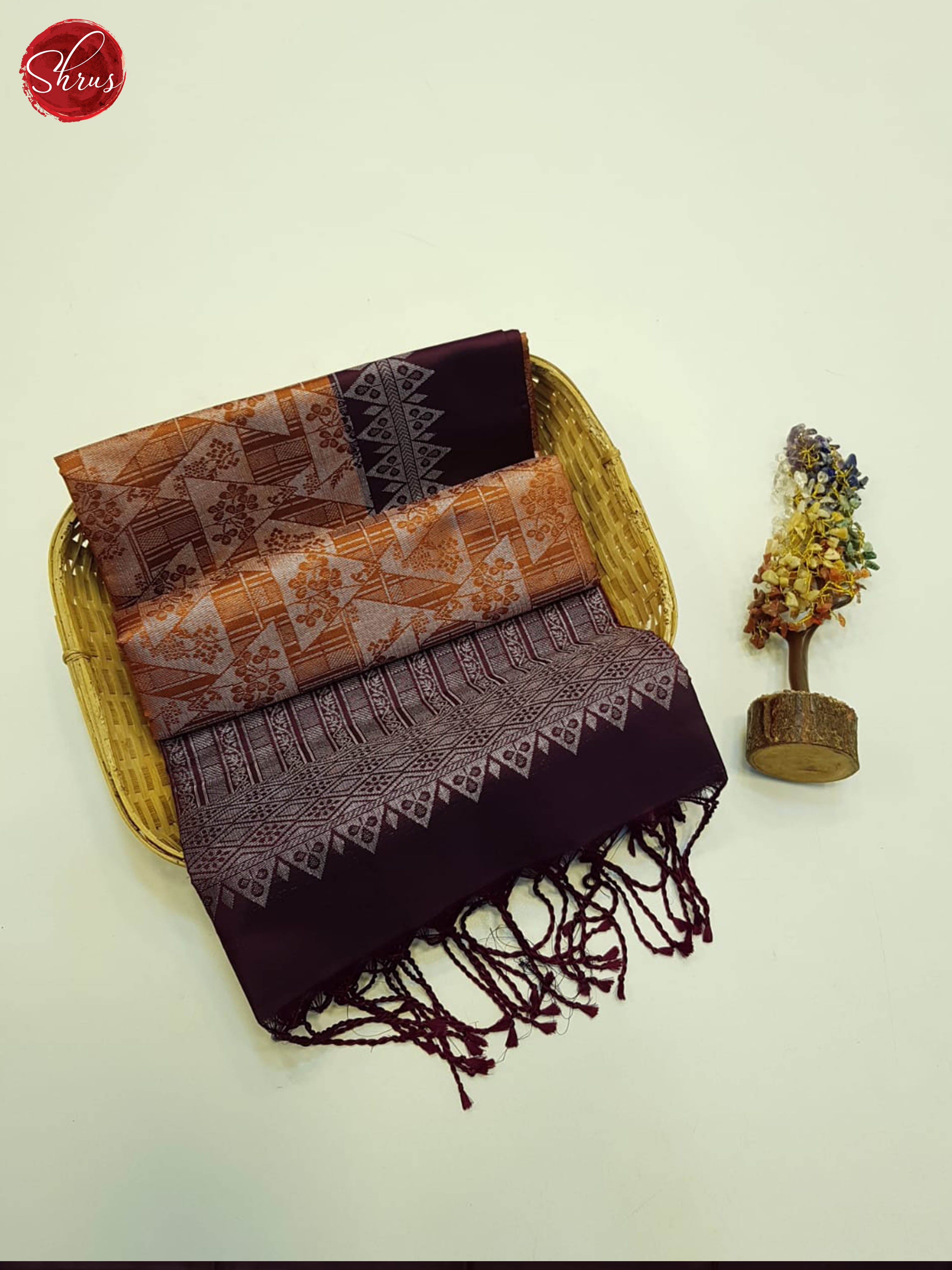 Honey And Deep Wine-Soft silk saree - Shop on ShrusEternity.com