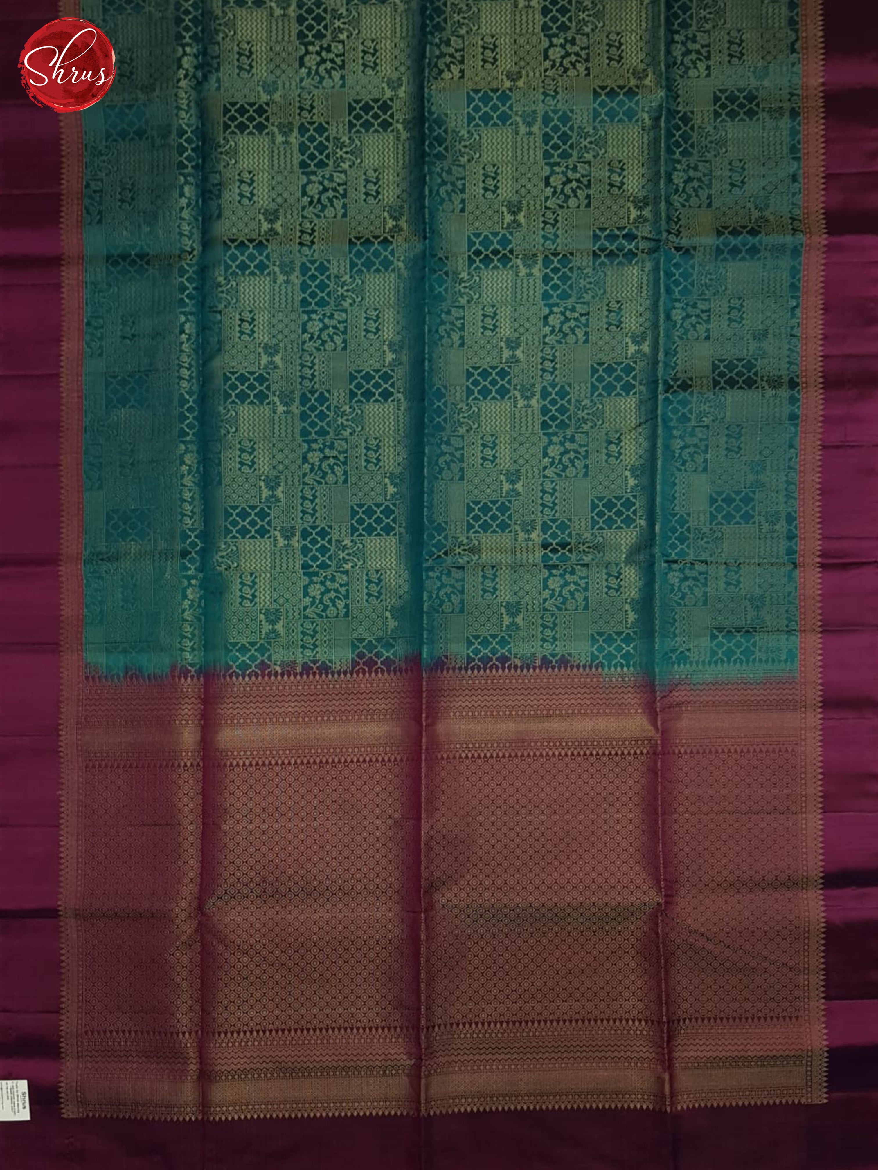 Peacock Blue And Wine-Soft Silk Saree - Shop on ShrusEternity.com