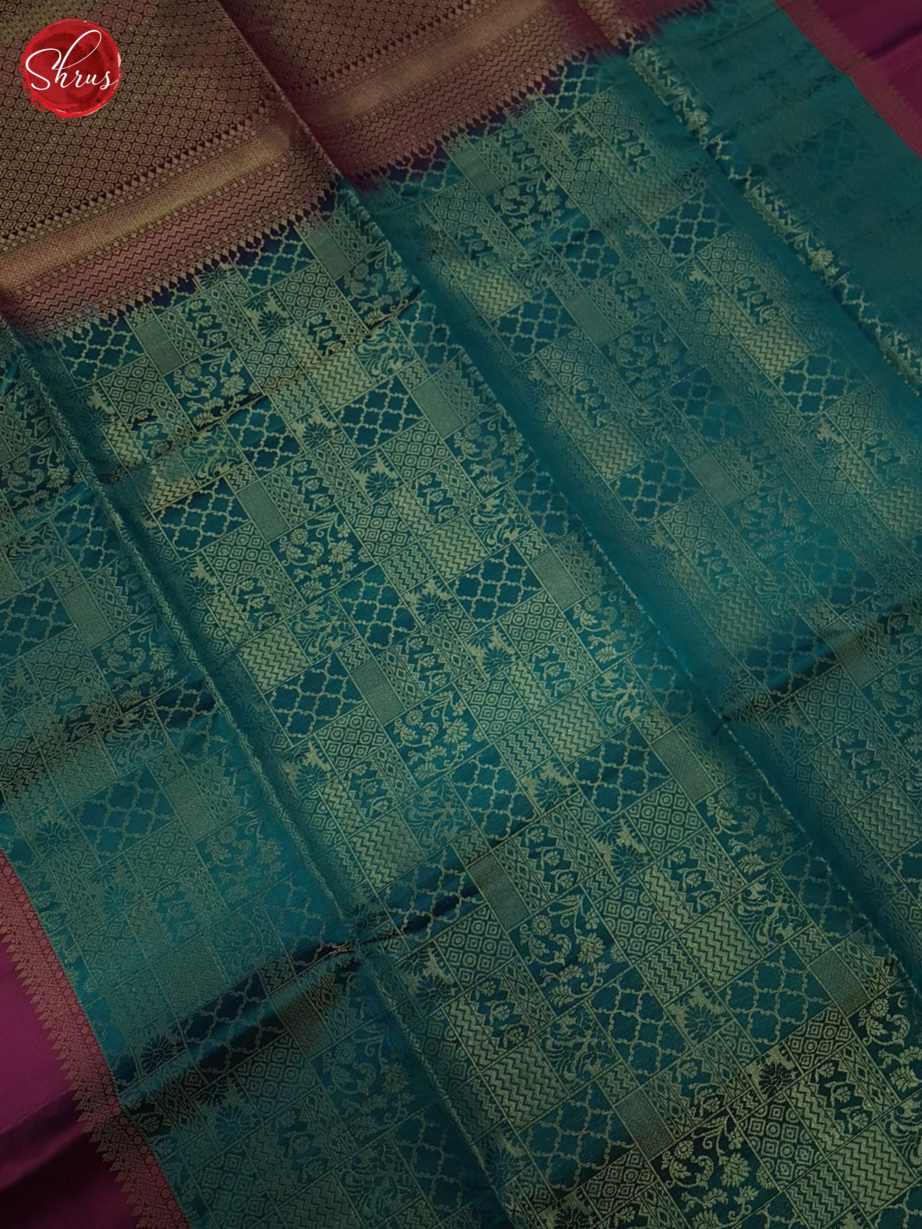 Peacock Blue And Wine-Soft Silk Saree - Shop on ShrusEternity.com