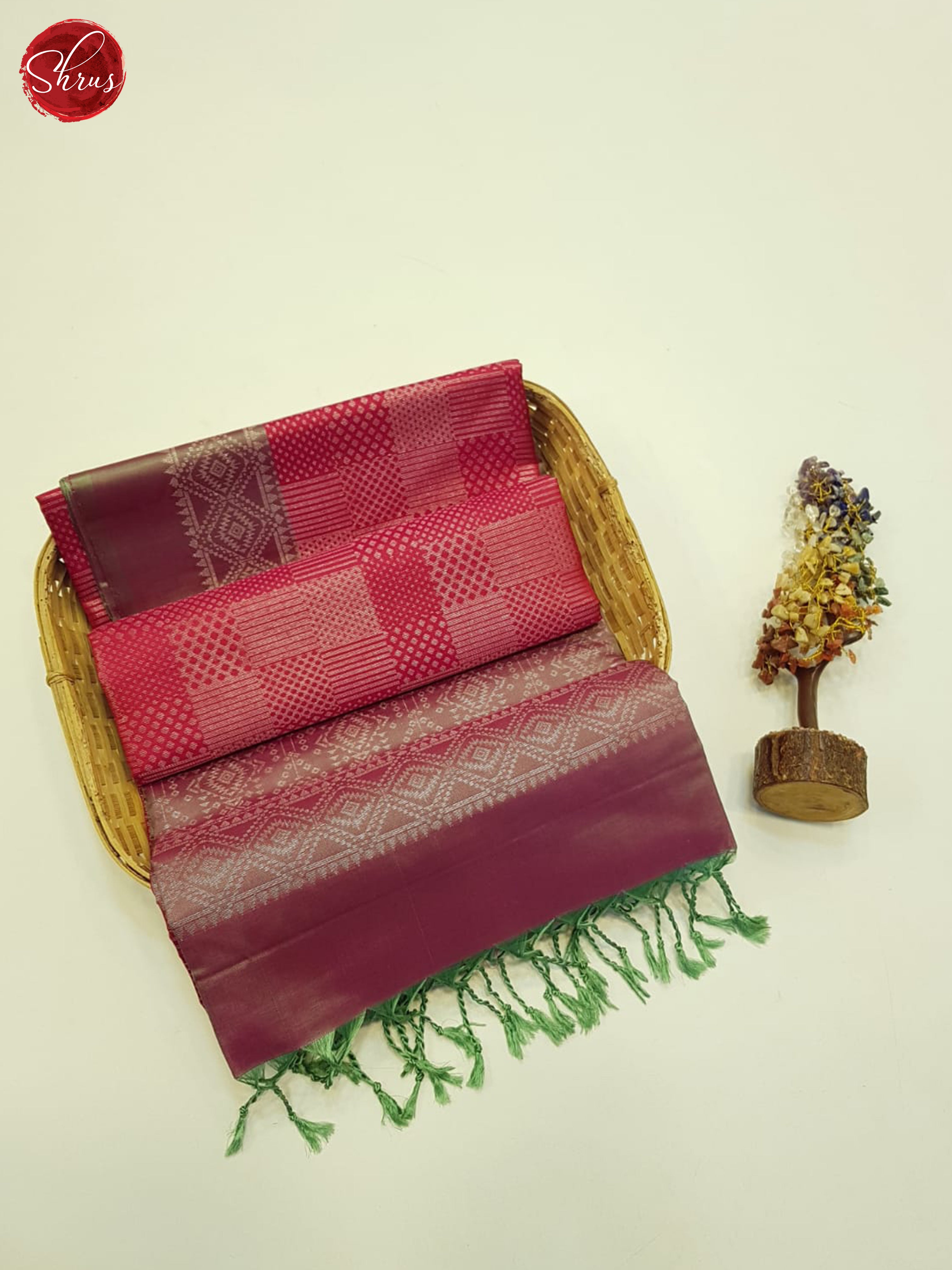 Red And Dusty Wine-Soft silk saree - Shop on ShrusEternity.com