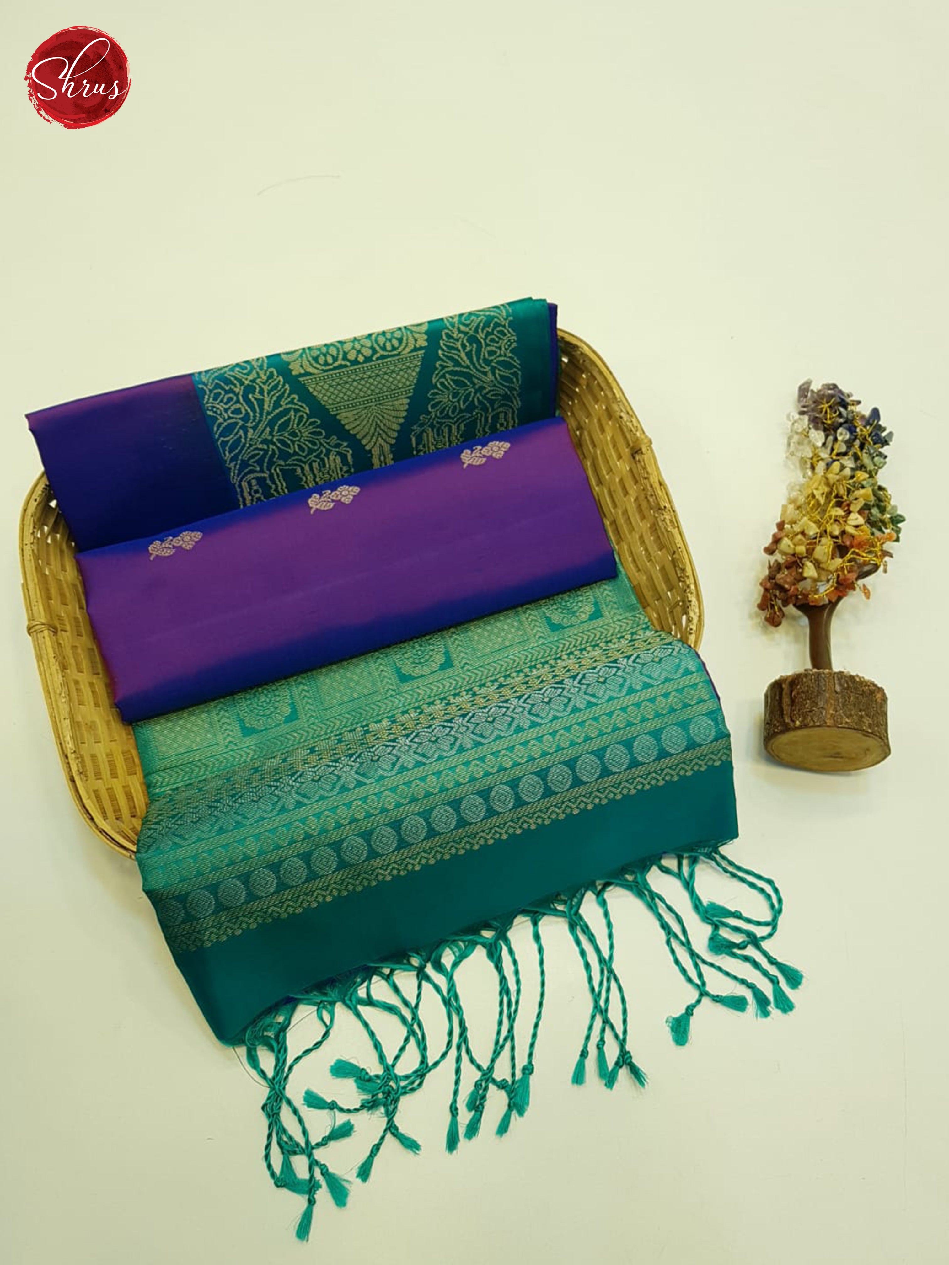 Purple And Teal Blue-Soft Silk Saree - Shop on ShrusEternity.com