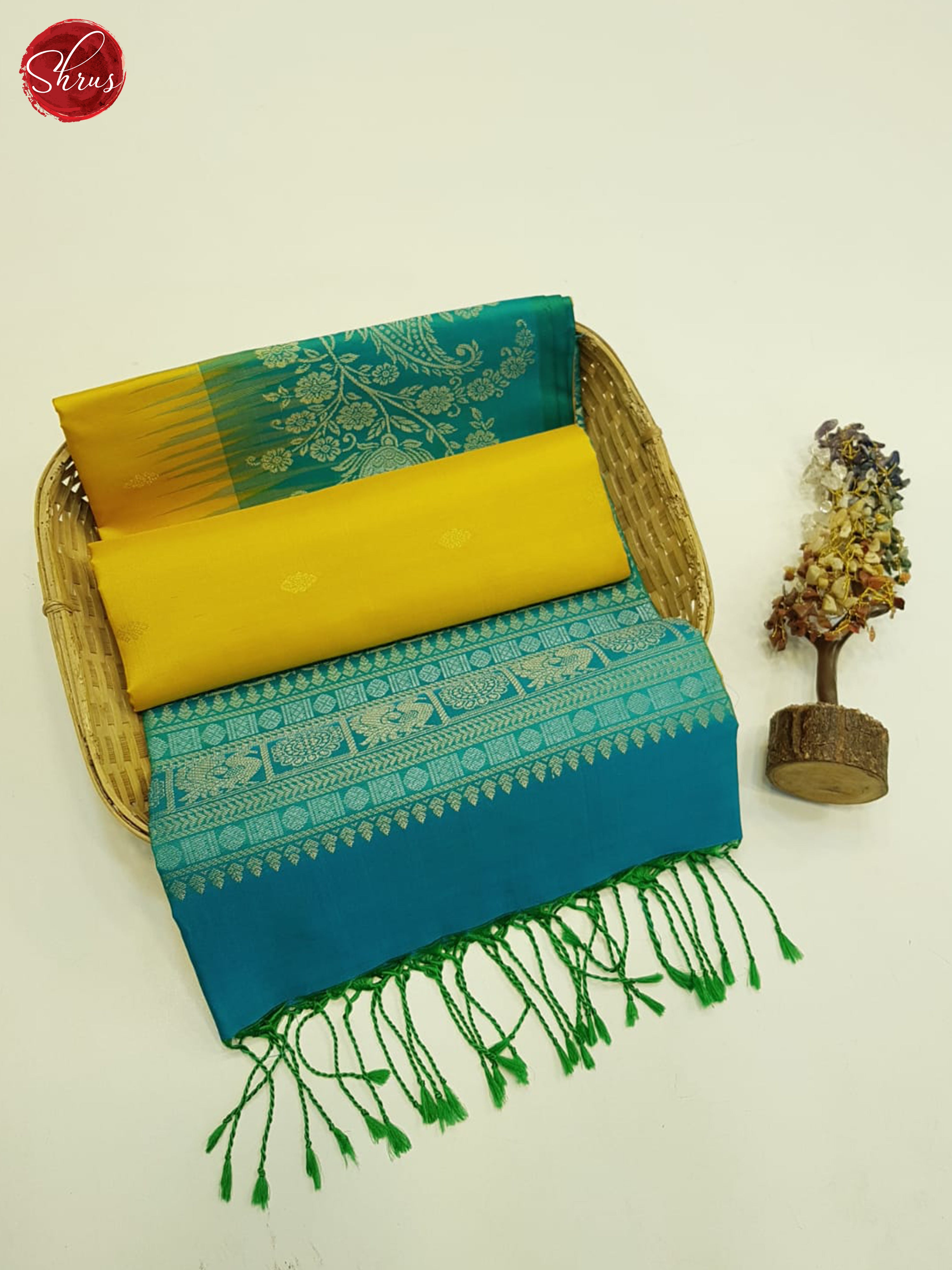 Yellow And Green-Soft Silk Saree - Shop on ShrusEternity.com