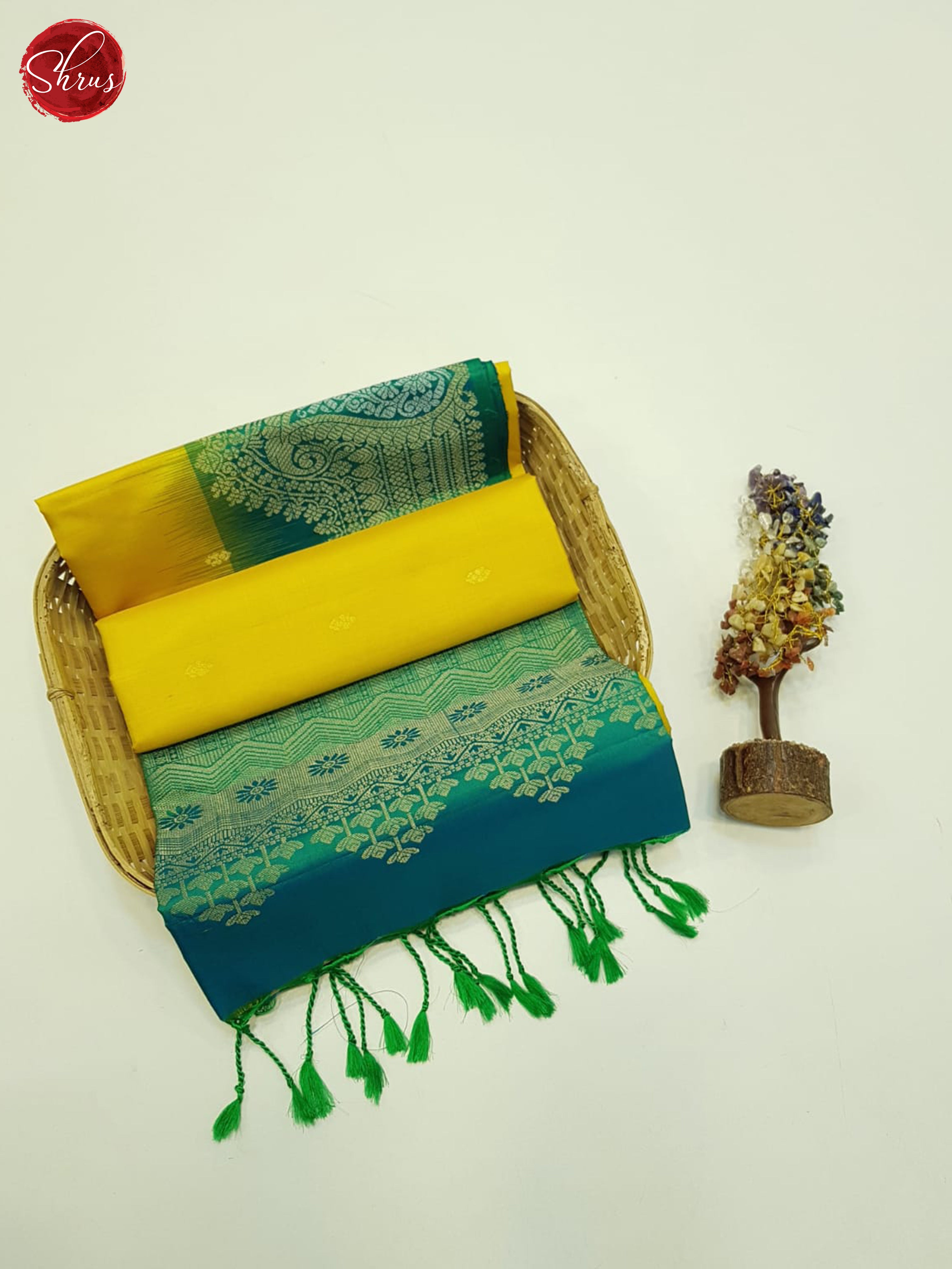 Yellow And Green-Soft Silk saree - Shop on ShrusEternity.com