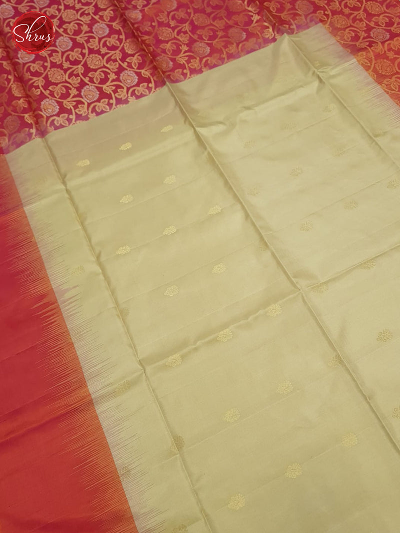Beige And Orangish Pink-Soft Silk saree - Shop on ShrusEternity.com