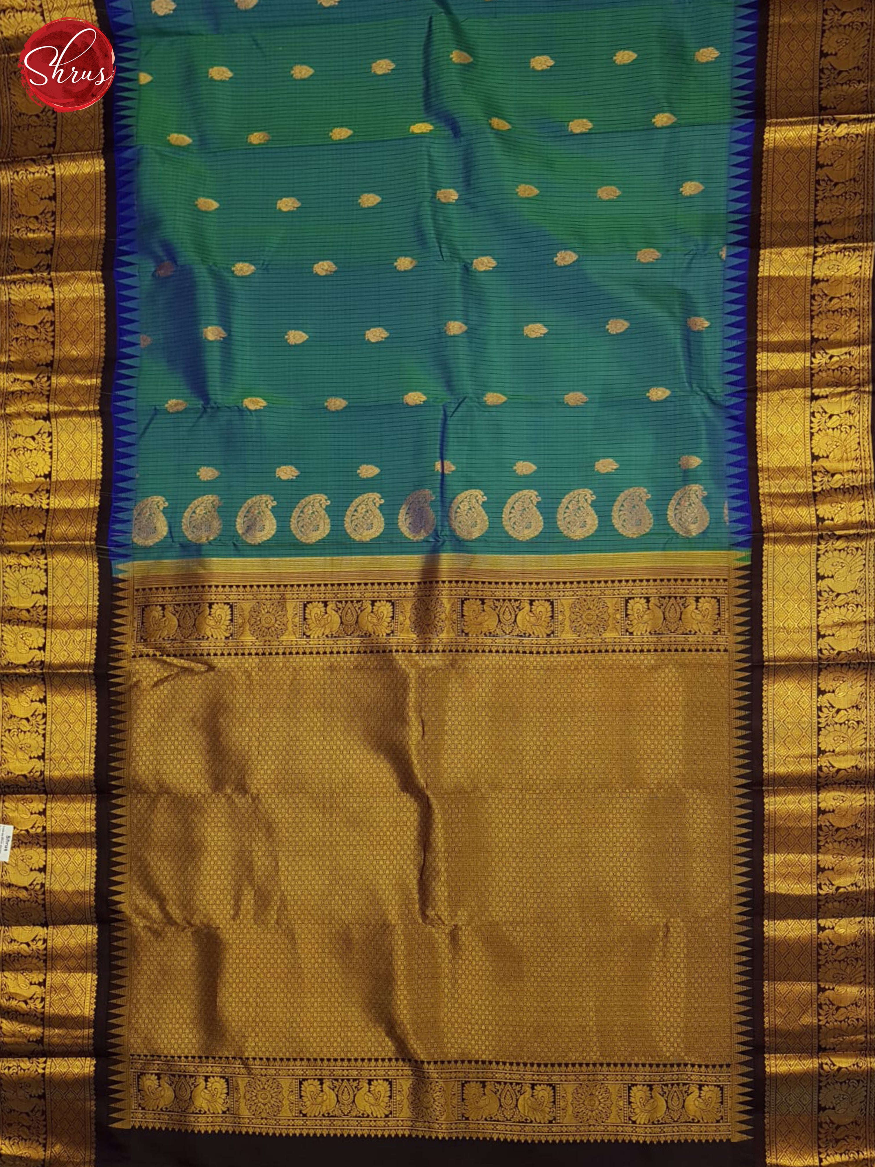 Blue And Brown- Gadwal silk saree - Shop on ShrusEternity.com