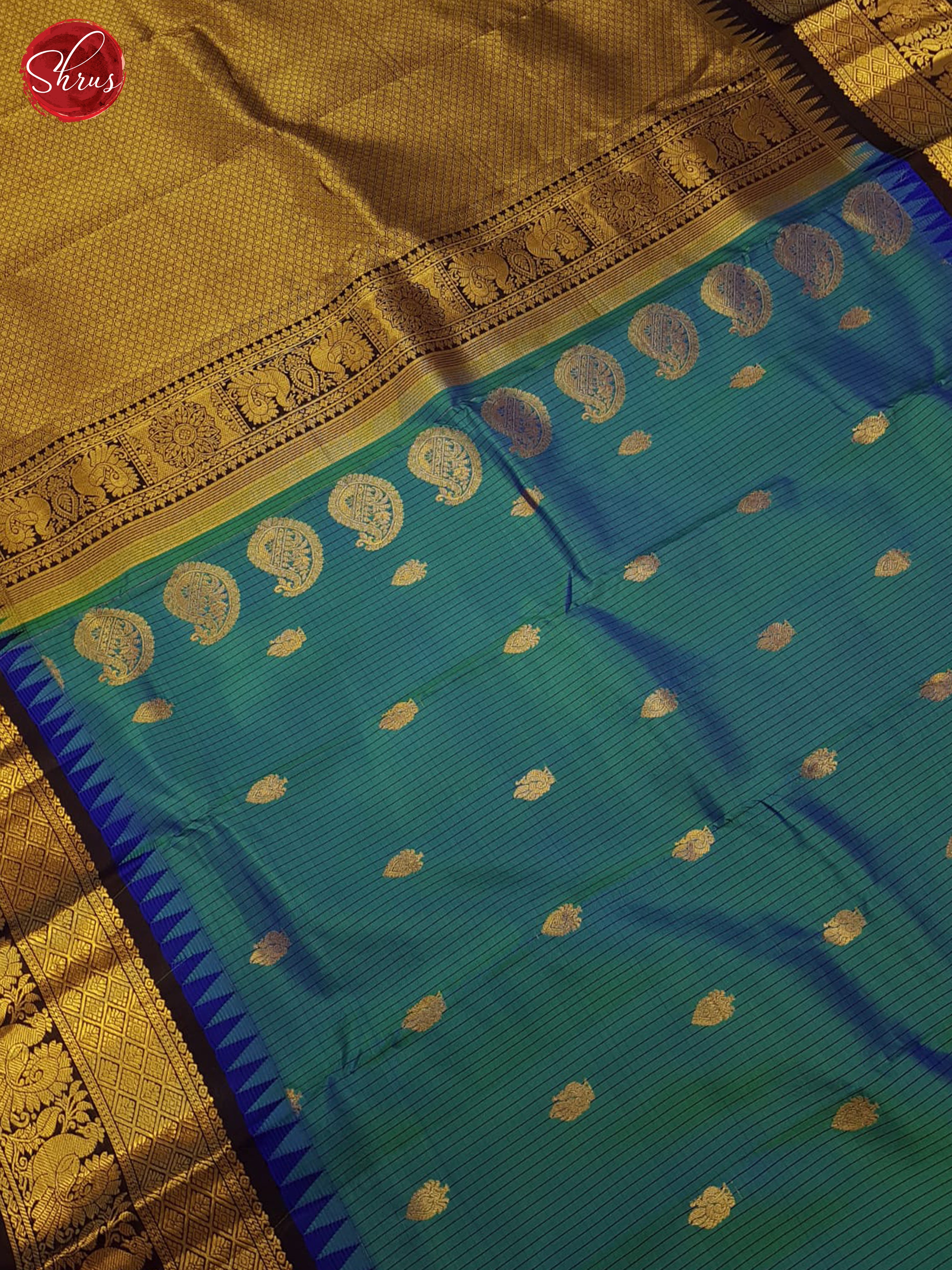 Blue And Brown- Gadwal silk saree - Shop on ShrusEternity.com