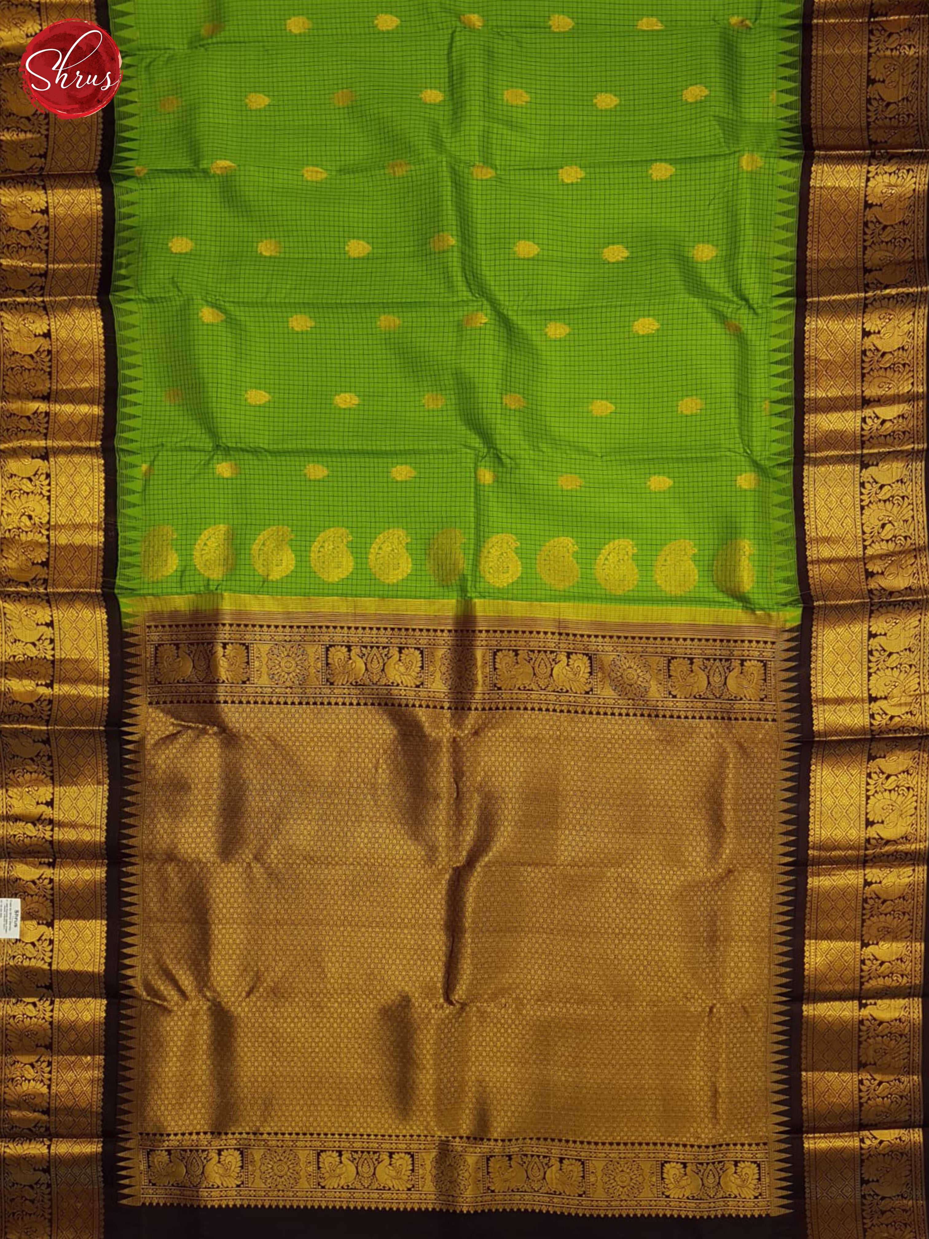 Green And Brown-Gadwal Silk Saree - Shop on ShrusEternity.com