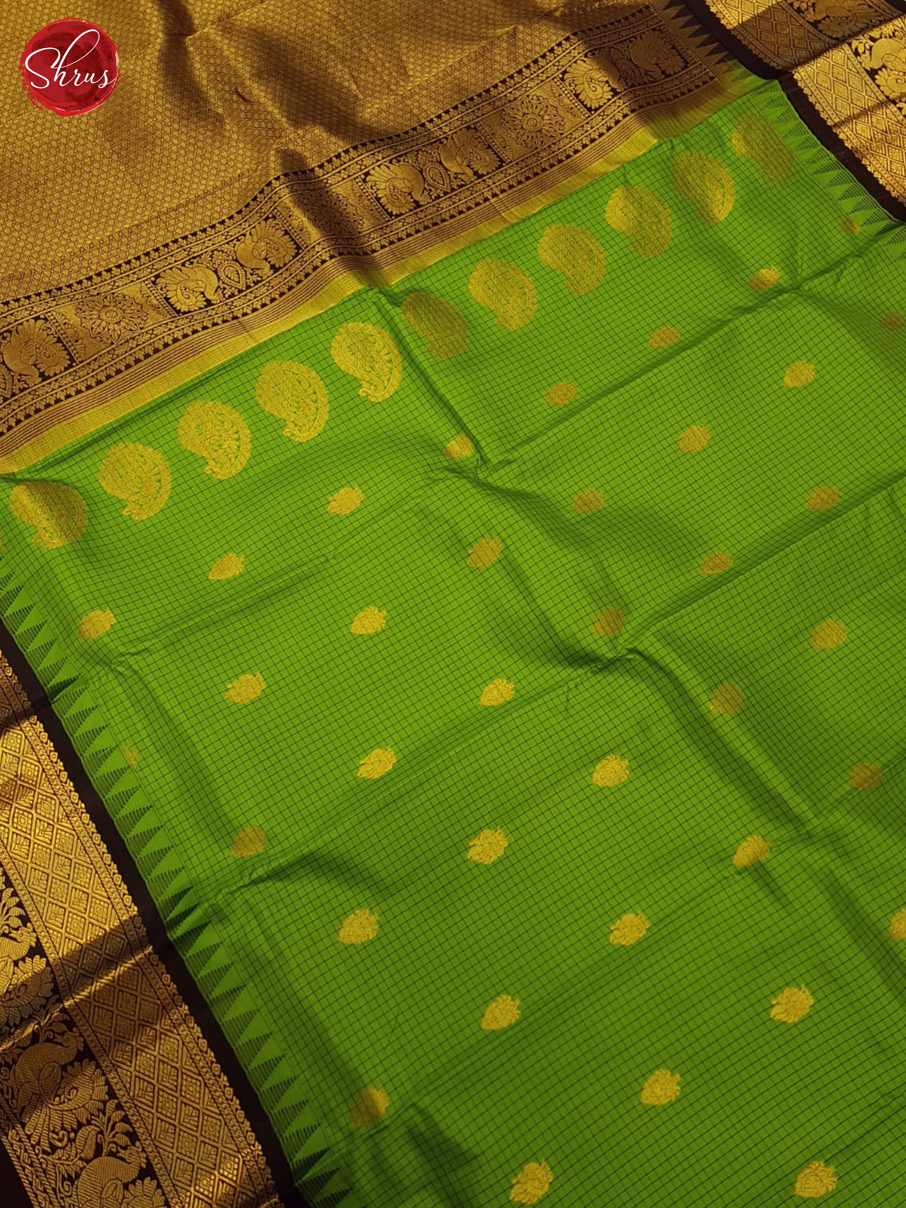 Green And Brown-Gadwal Silk Saree - Shop on ShrusEternity.com