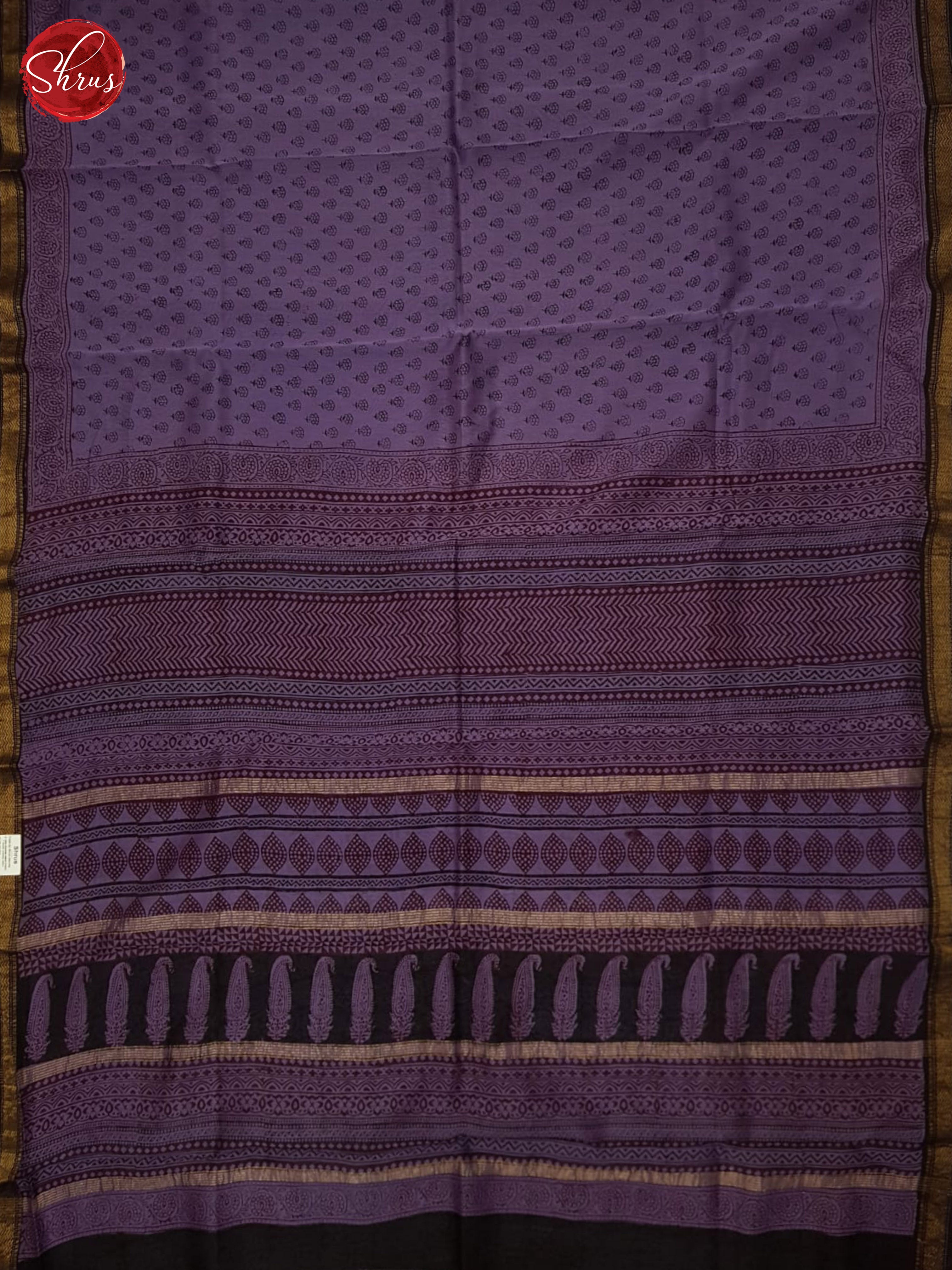 Lavender And Black- Maheswari Silk Cotton Saree - Shop on ShrusEternity.com