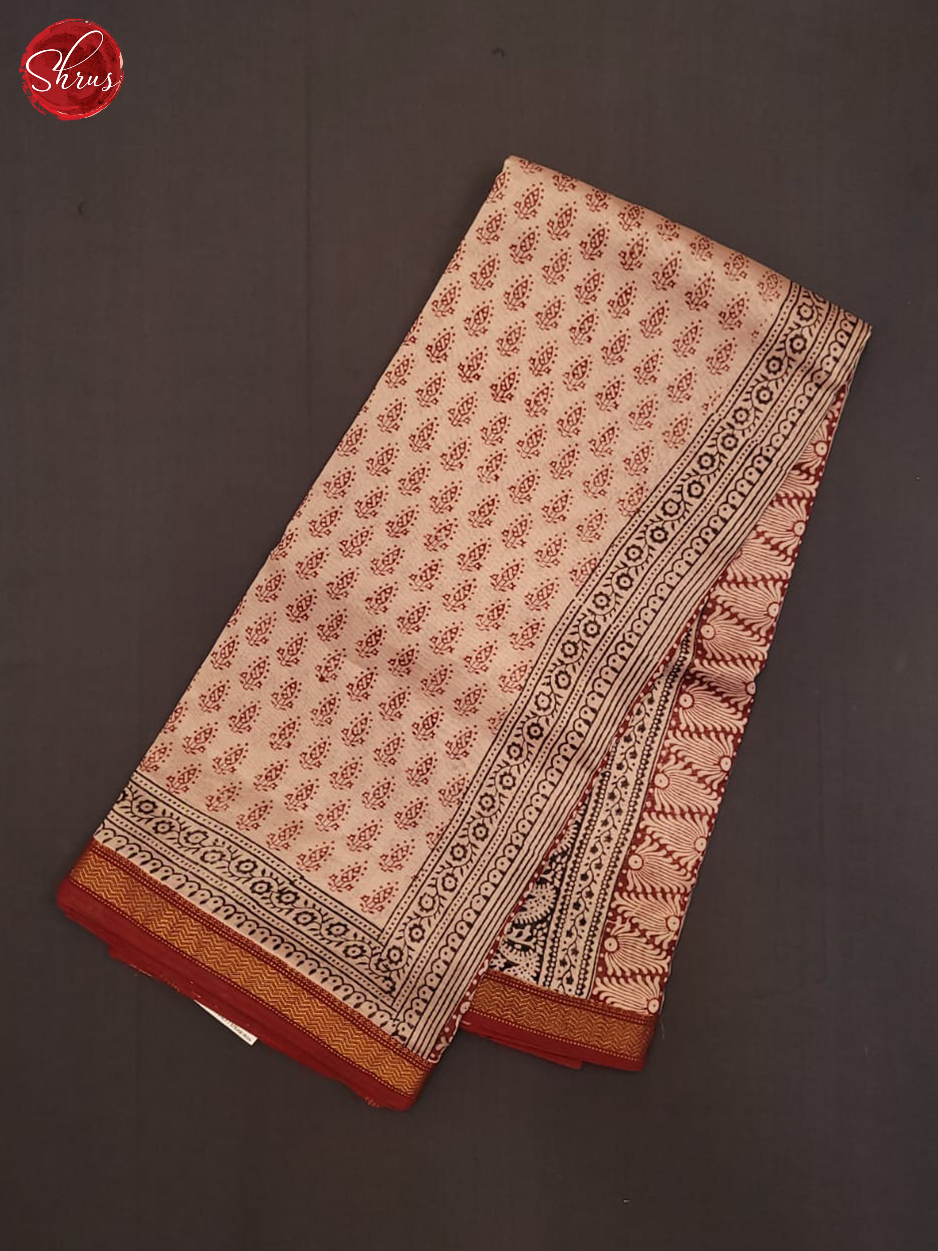 cream and red- Maheshwari Silk Cotton - Shop on ShrusEternity.com