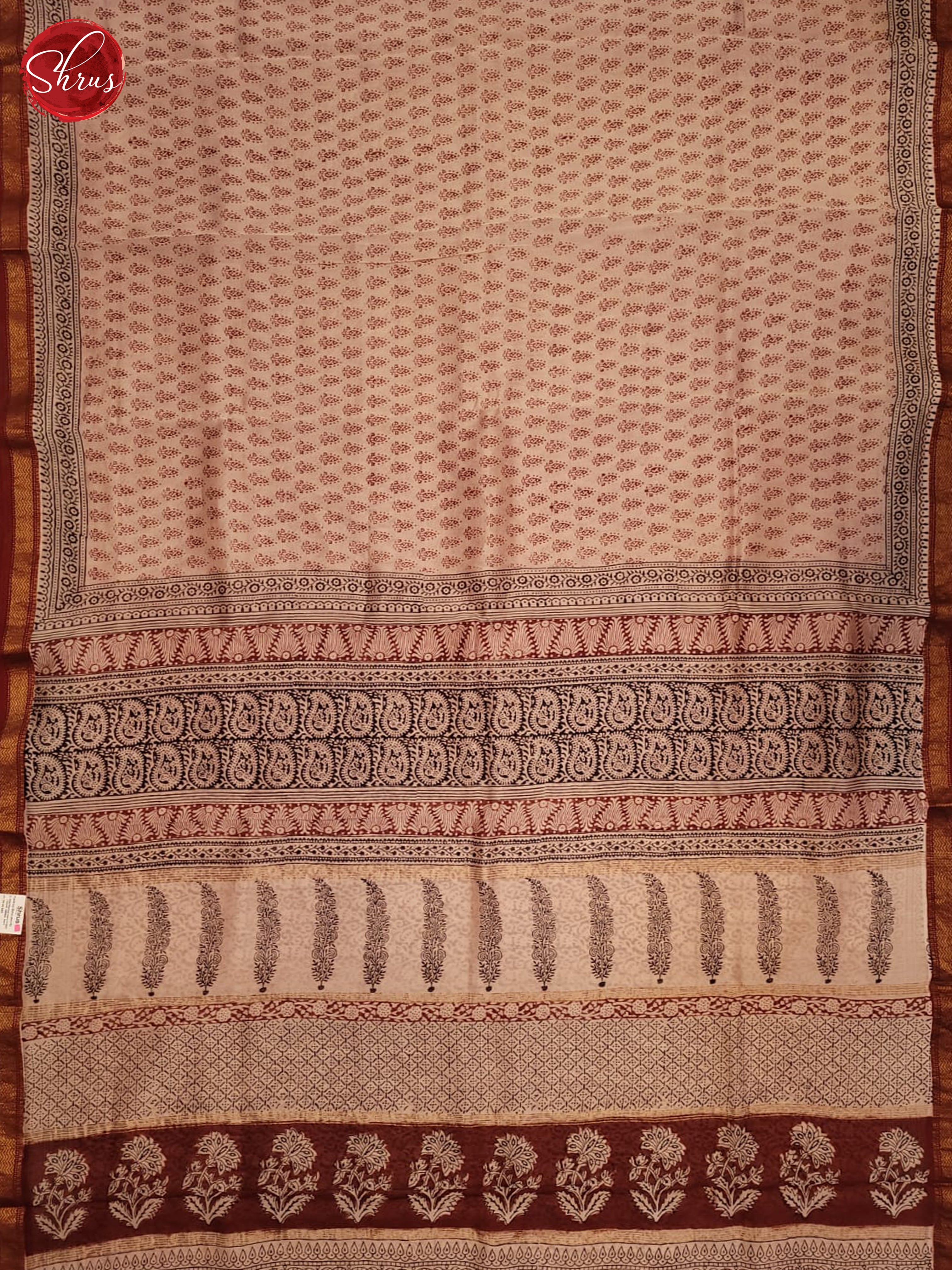 cream and red- Maheshwari Silk Cotton - Shop on ShrusEternity.com