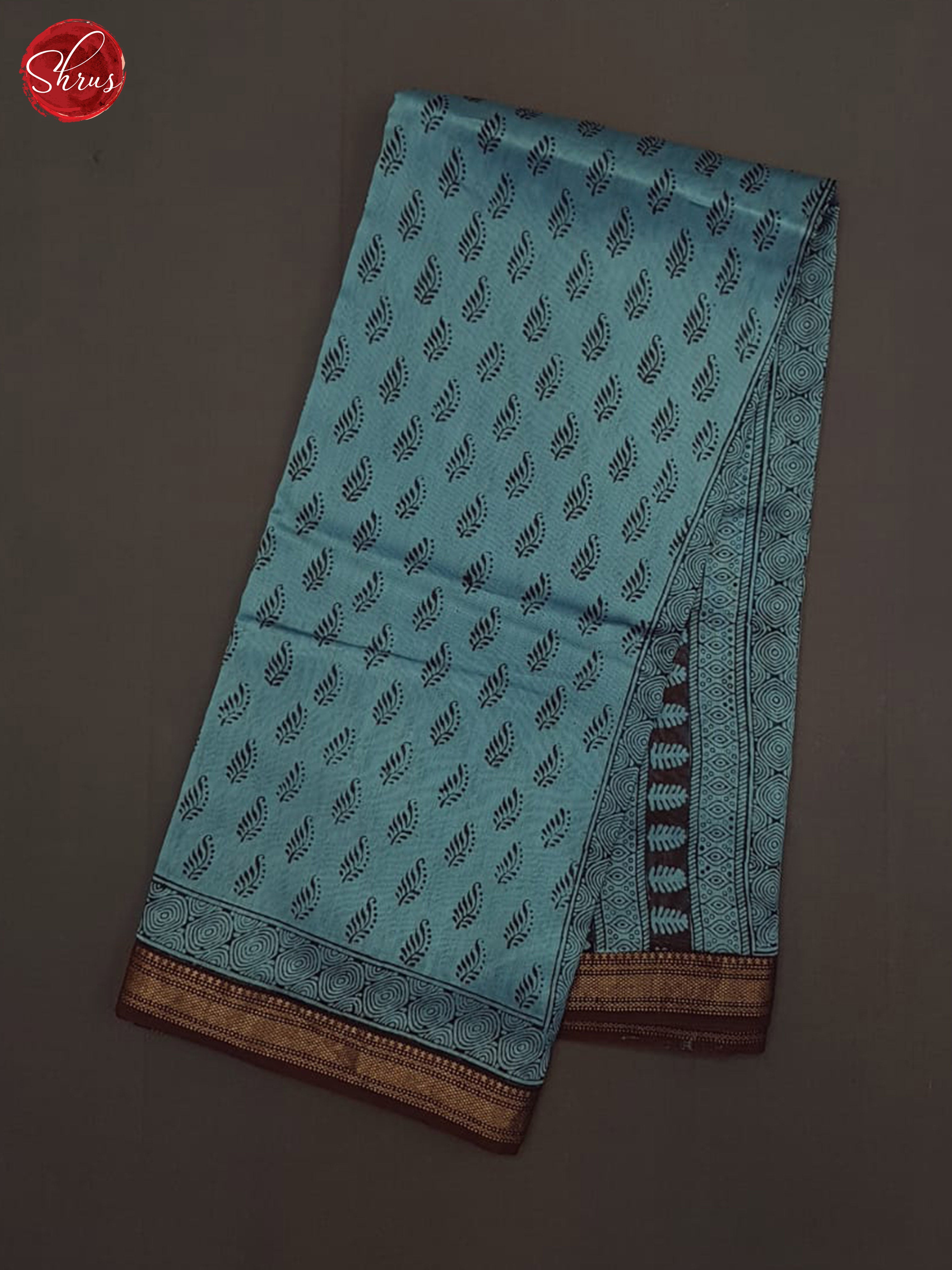 Blue And Brown-Maheshwari Silk Cotton Saree - Shop on ShrusEternity.com