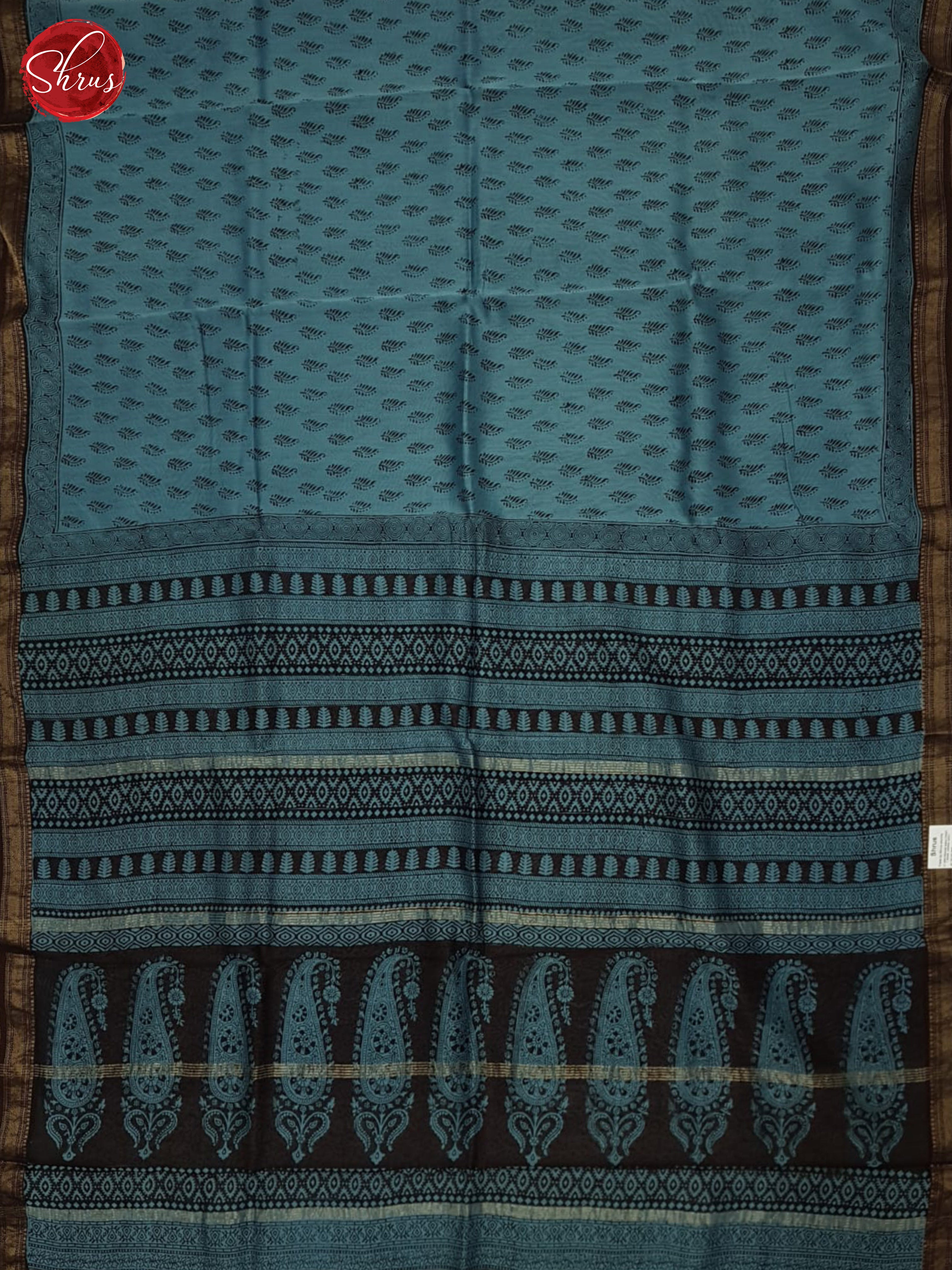 Blue And Brown-Maheshwari Silk Cotton Saree - Shop on ShrusEternity.com