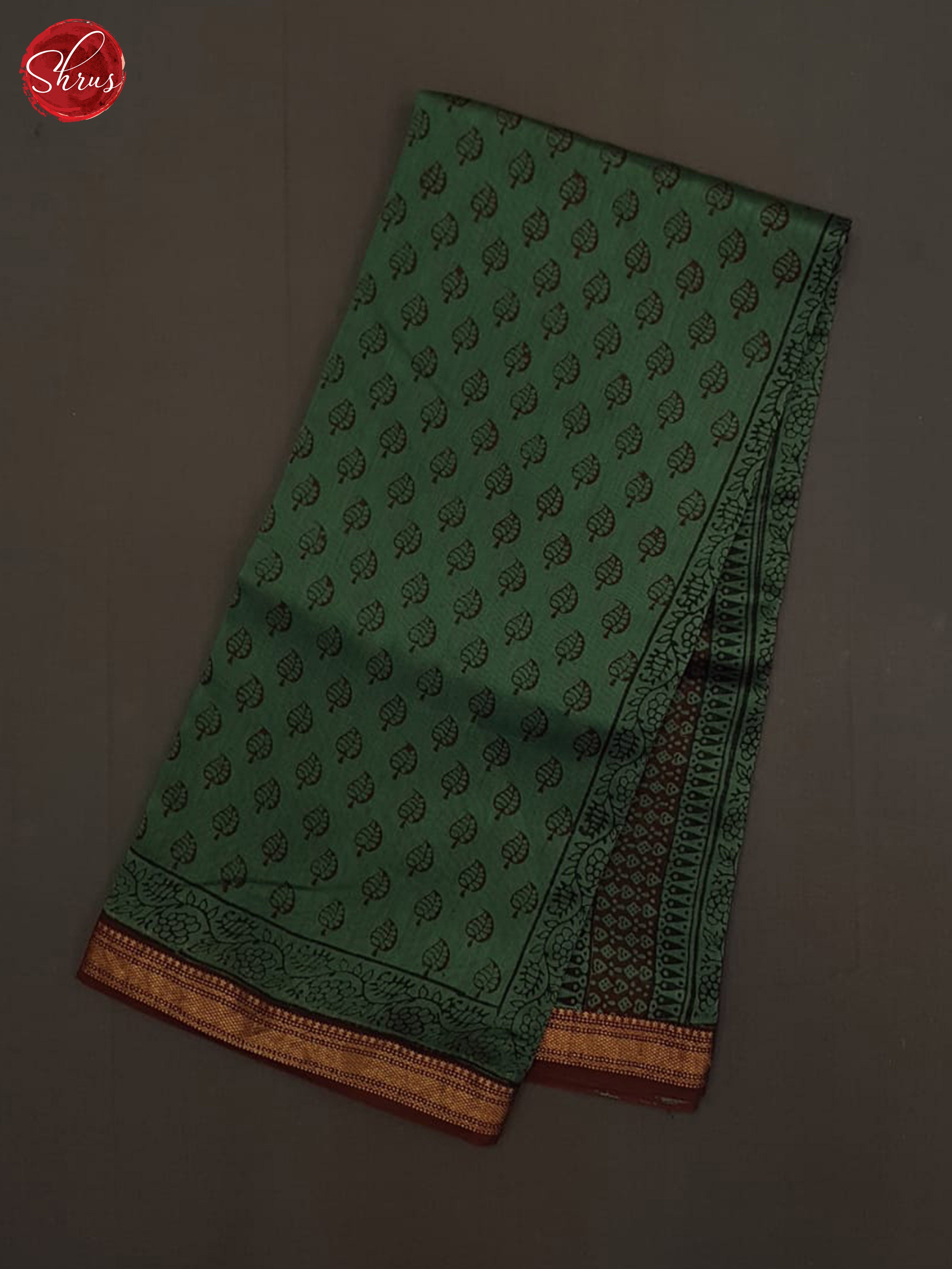 Green And Brown-Maheshwari Silk cotton saree - Shop on ShrusEternity.com