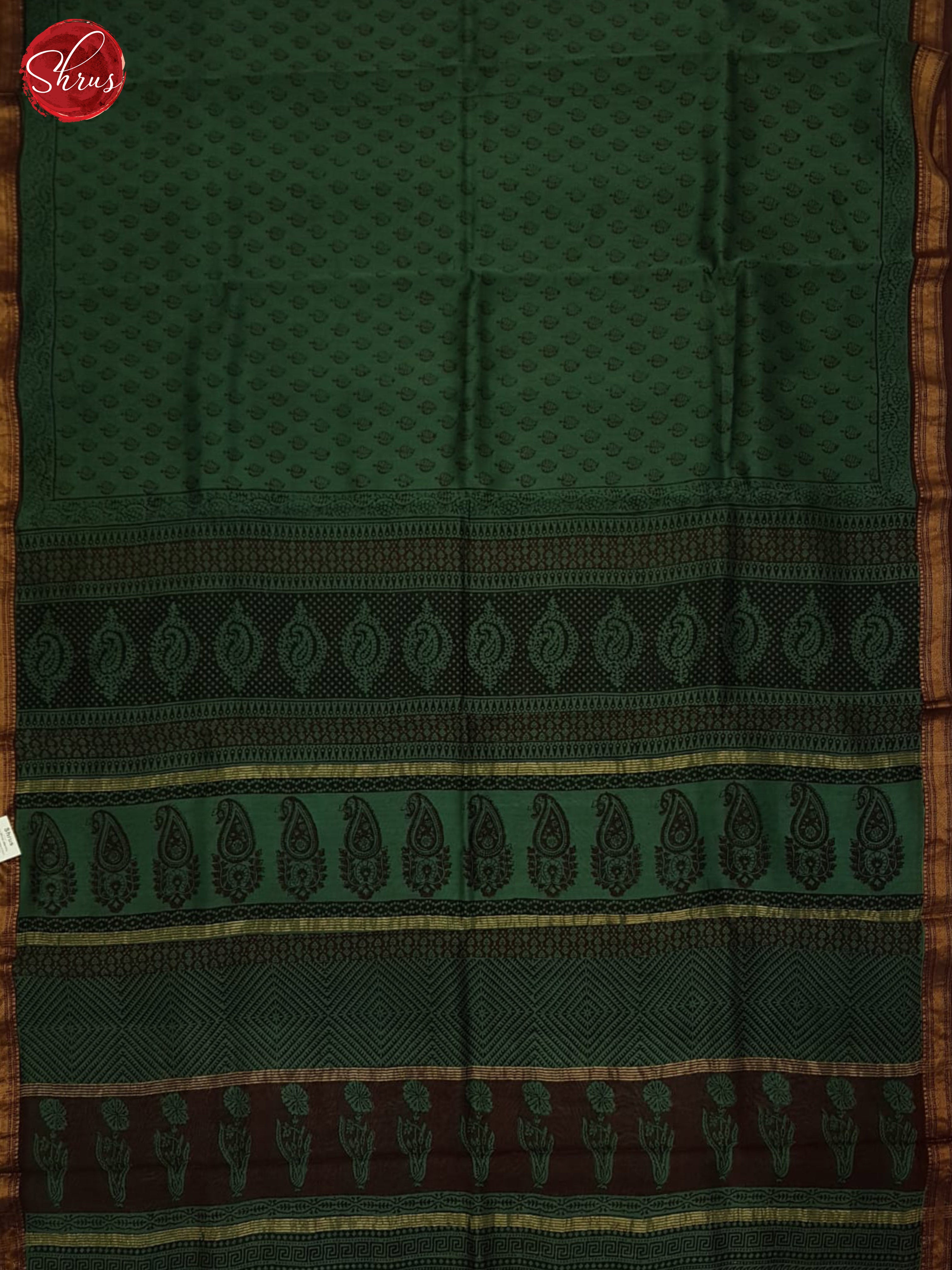 Green And Brown-Maheshwari Silk cotton saree - Shop on ShrusEternity.com