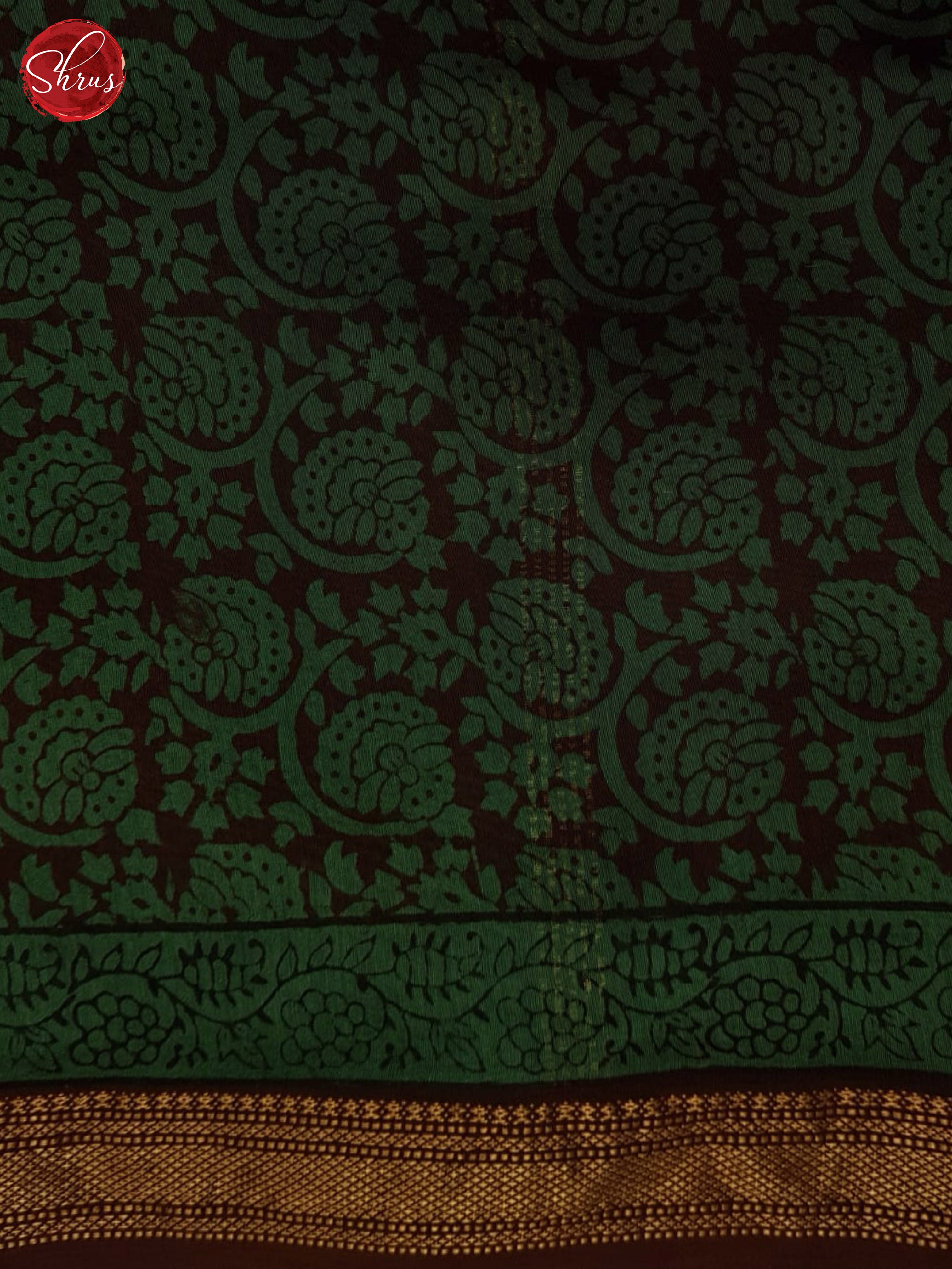 Green And Brown-Maheshwari Silk cotton saree - Shop on ShrusEternity.com