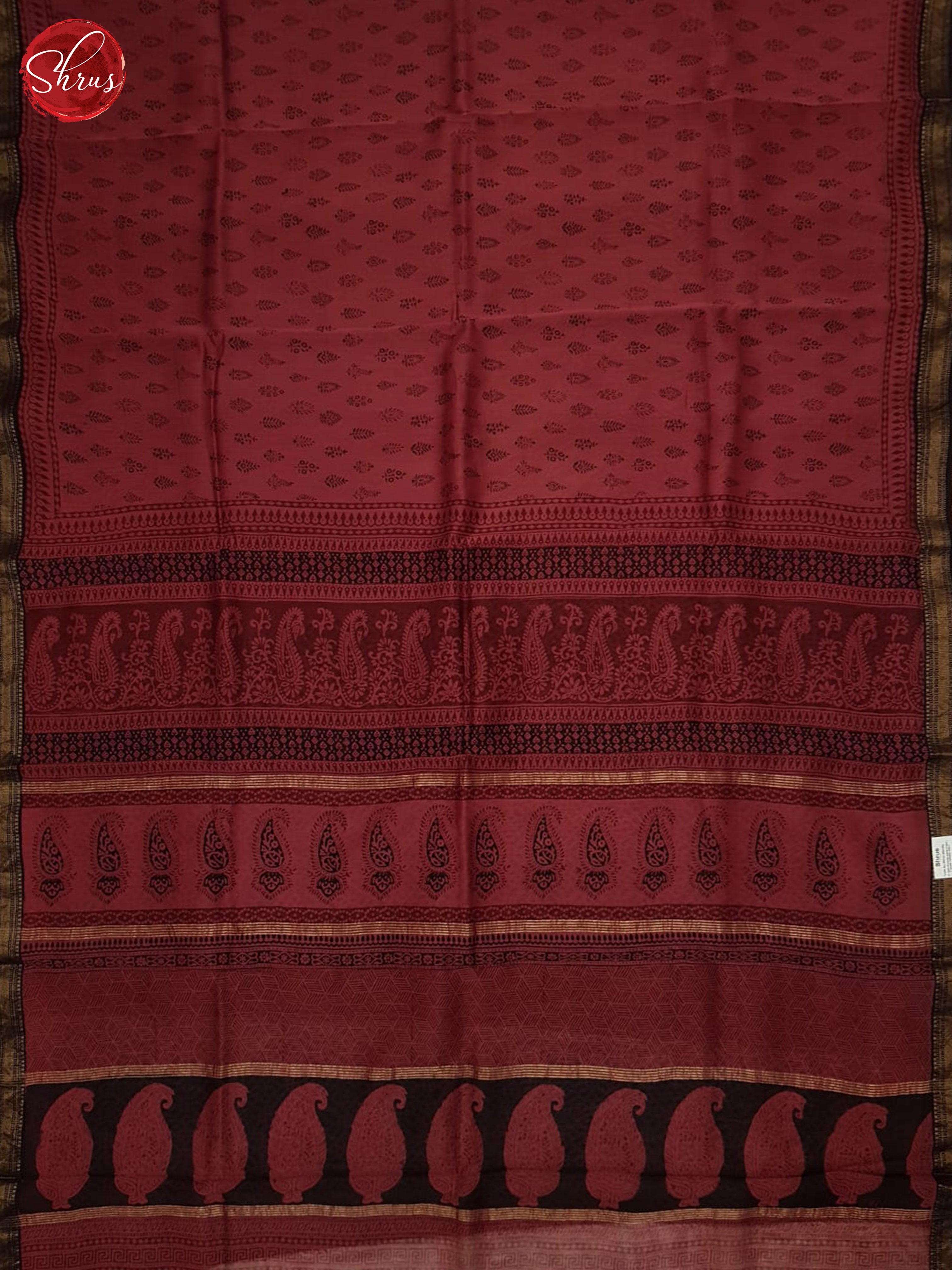 Red And Black-Maheshwari Silk Cotton Saree - Shop on ShrusEternity.com