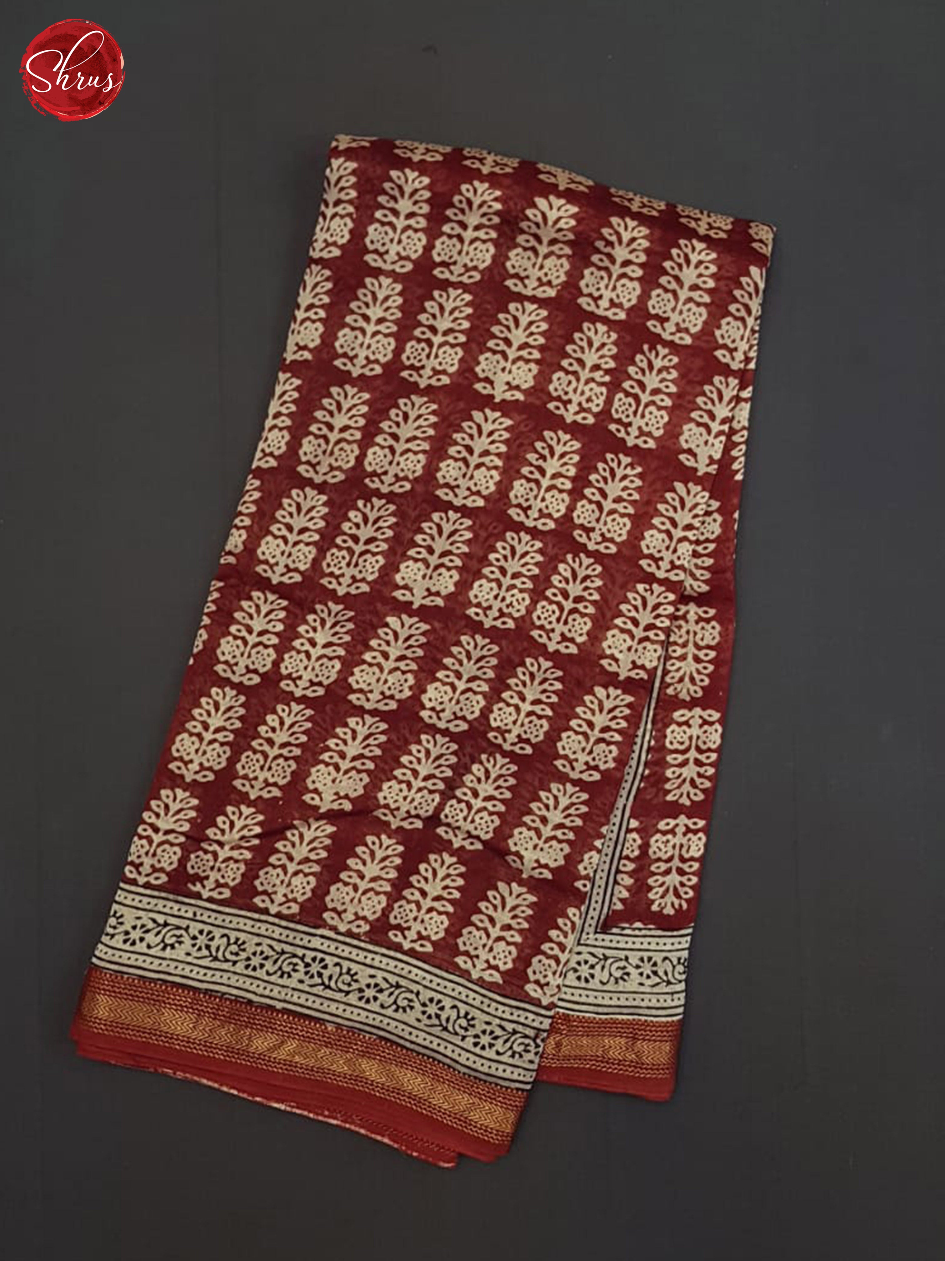 Red And Cream-Maheshwari Silk Cotton Saree - Shop on ShrusEternity.com