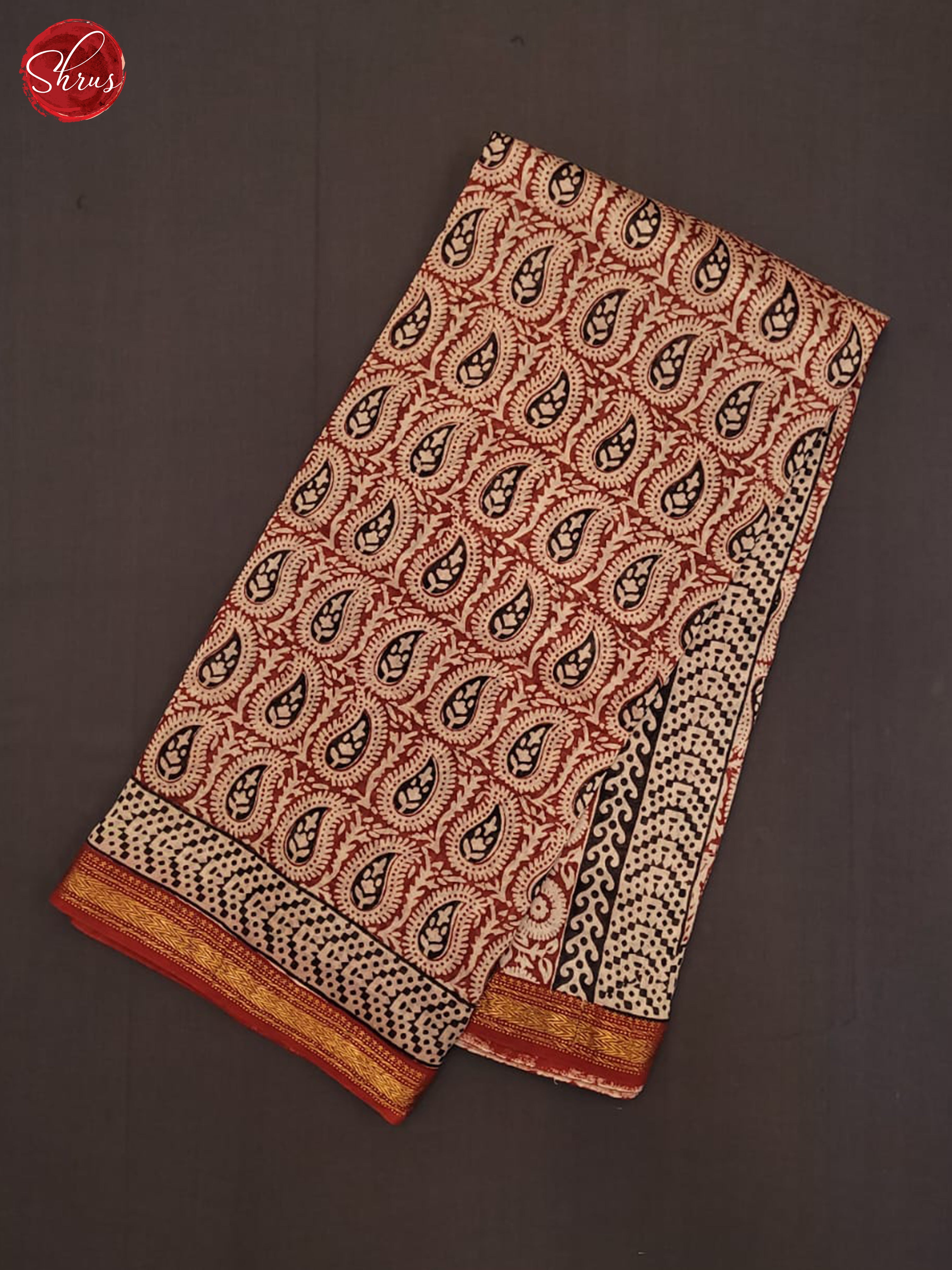 cream and red- Maheshwari Silk Cotton - Shop on ShrusEternity.com