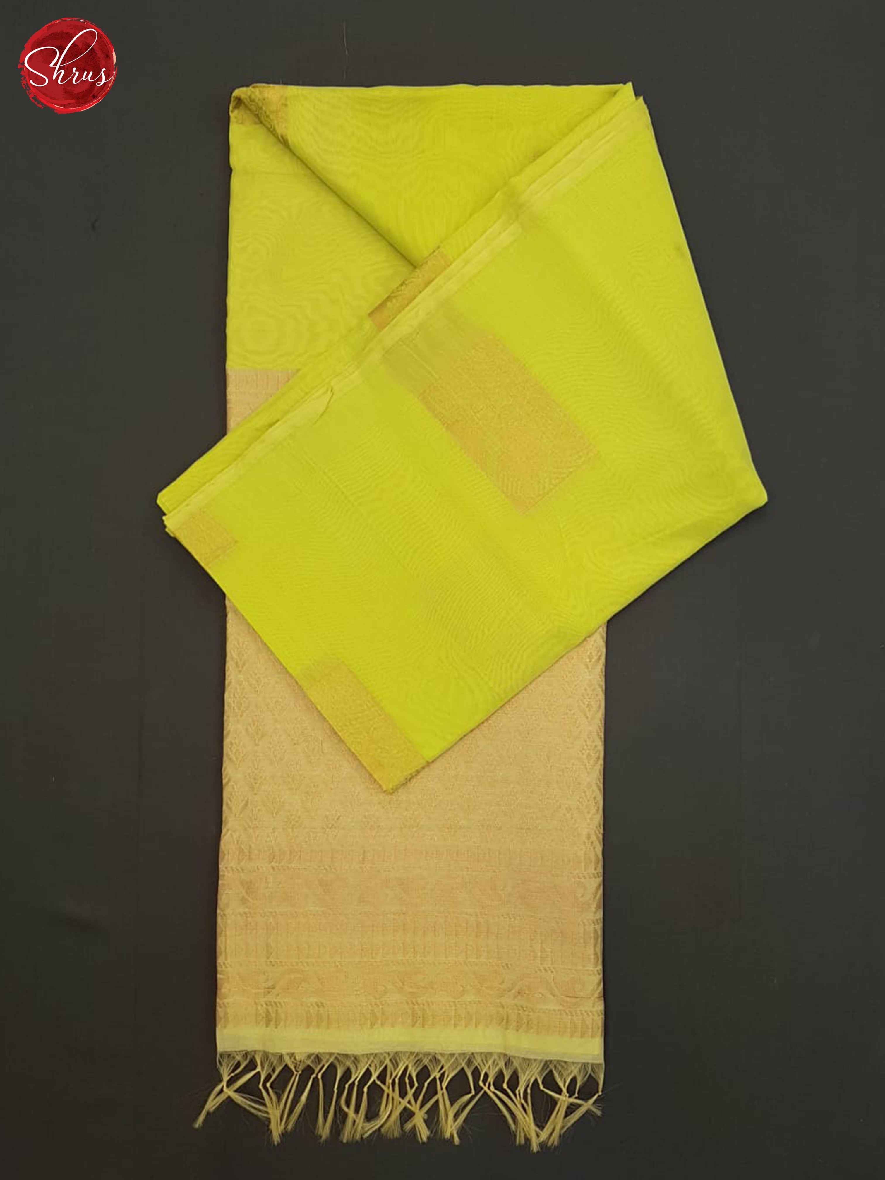 Light Apple Green and Beige-Semi Silk Cotton saree - Shop on ShrusEternity.com