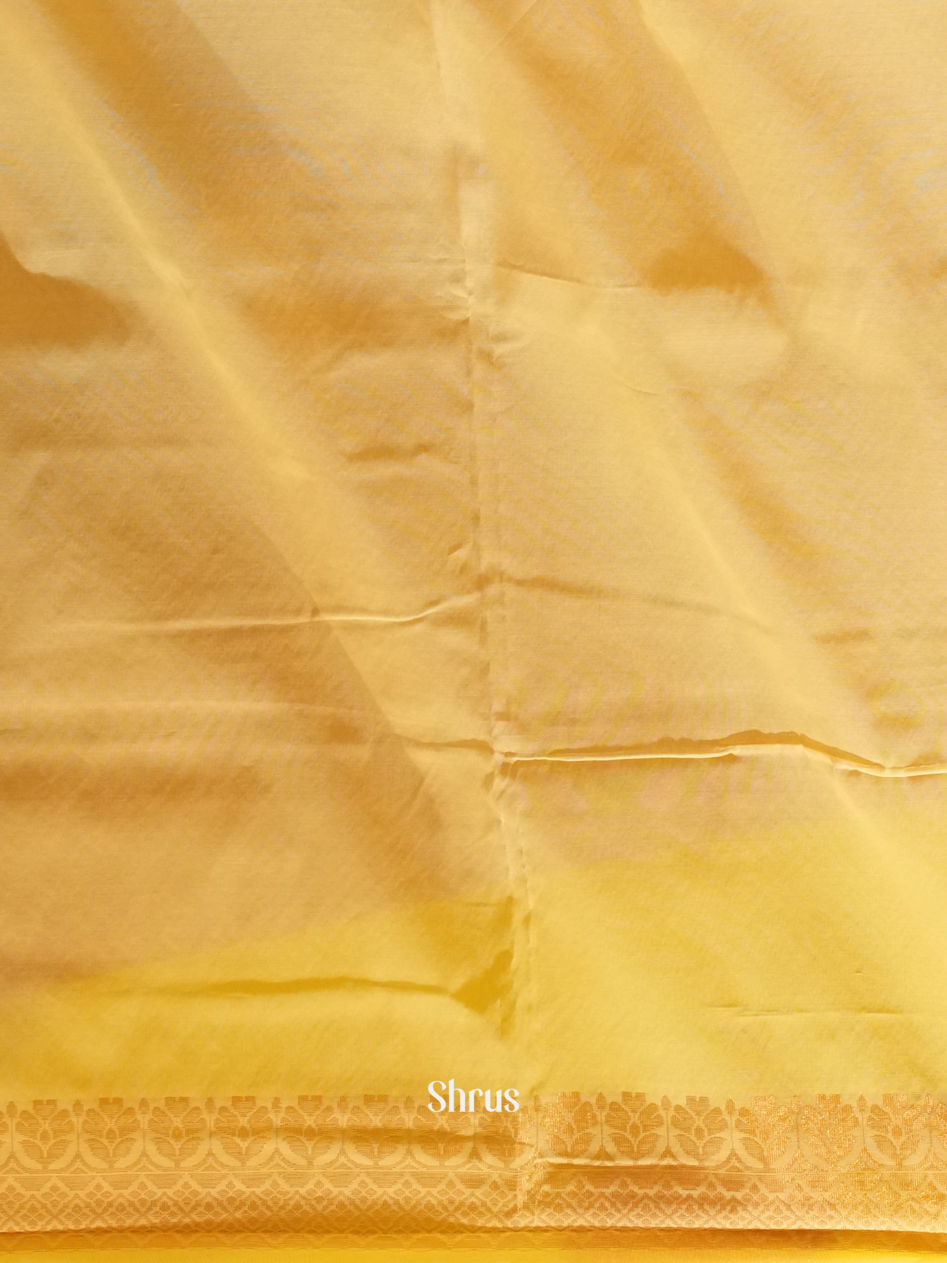 Yellow And Beige-Semi silk cotton saree