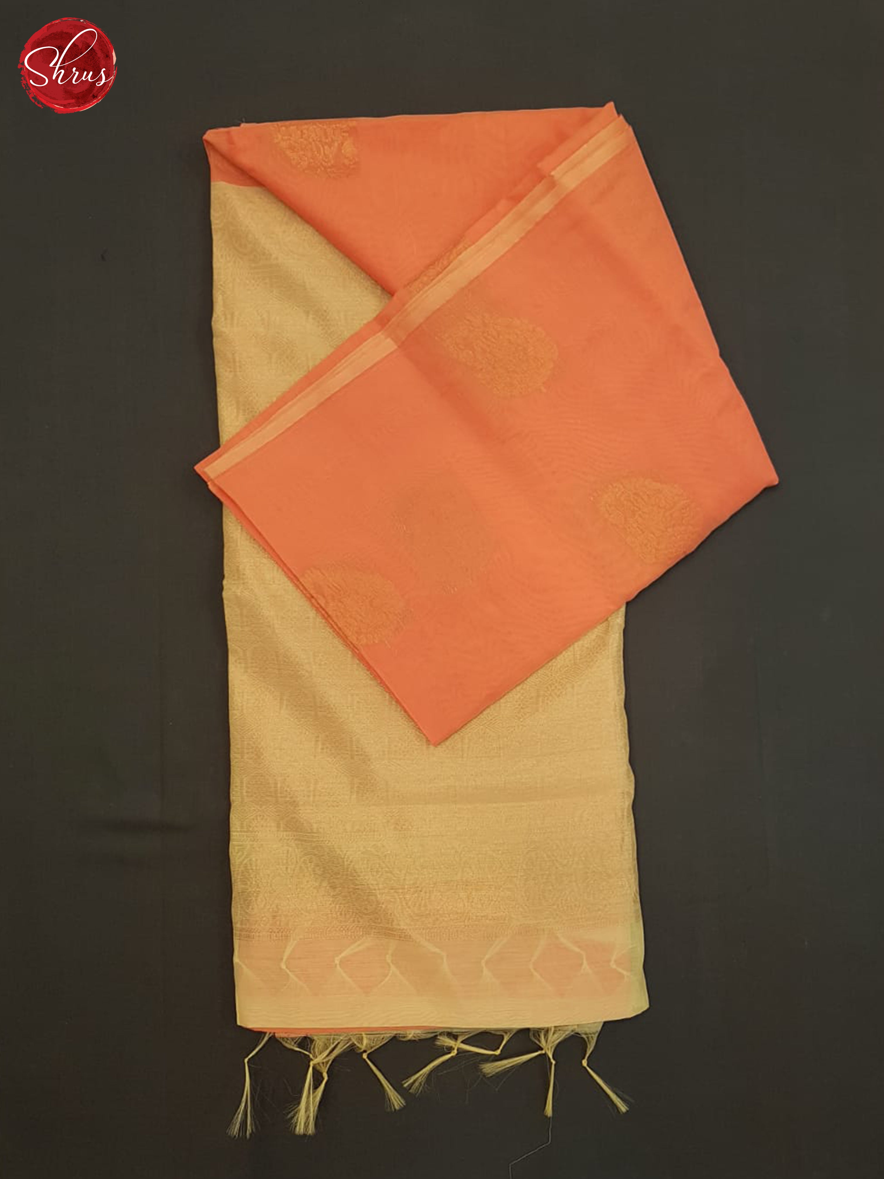Peach and Beige- Semi Silk Cotton saree - Shop on ShrusEternity.com