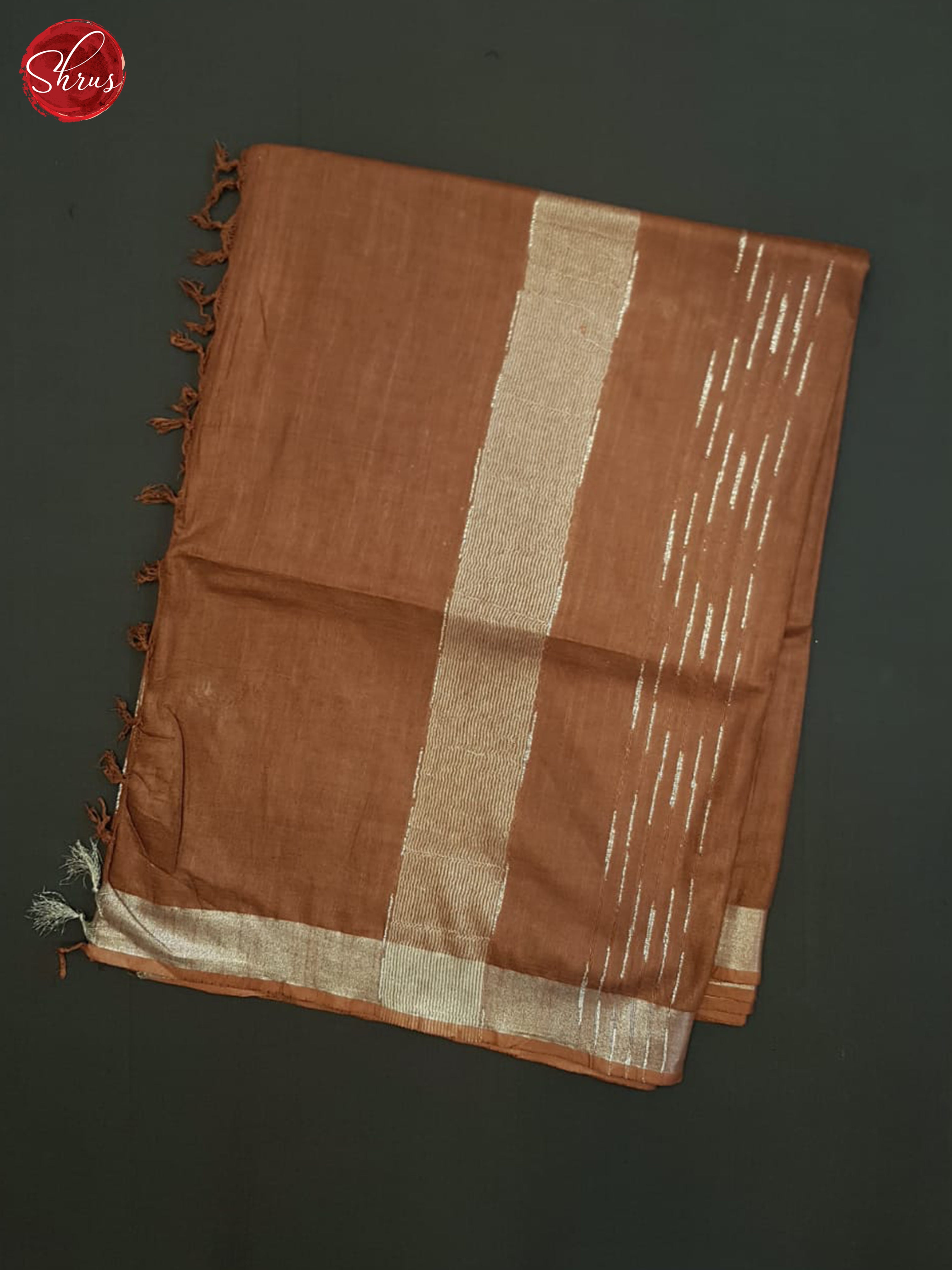 Brown(Single tone)-Linen cotton saree - Shop on ShrusEternity.com