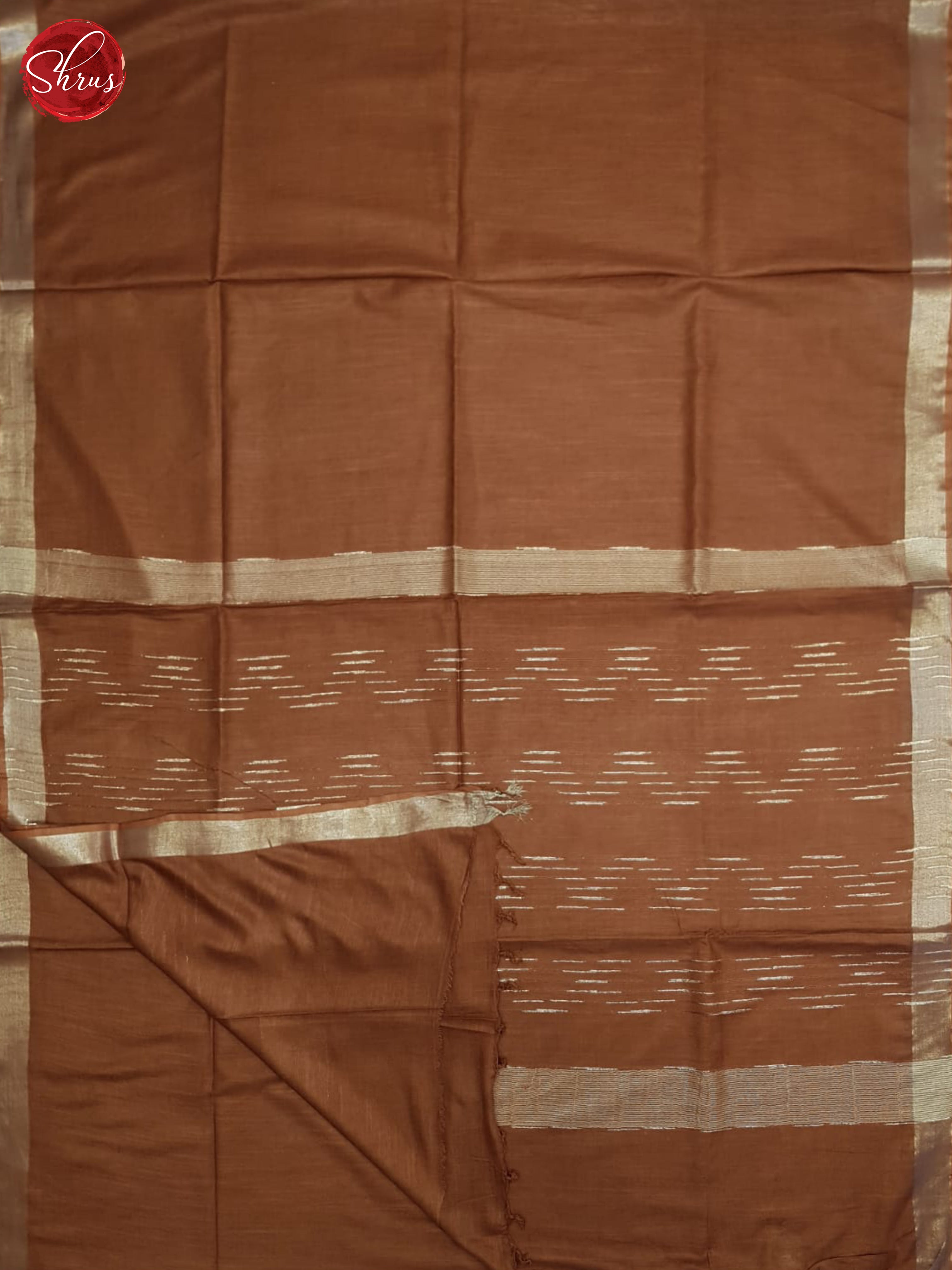 Brown(Single tone)-Linen cotton saree - Shop on ShrusEternity.com