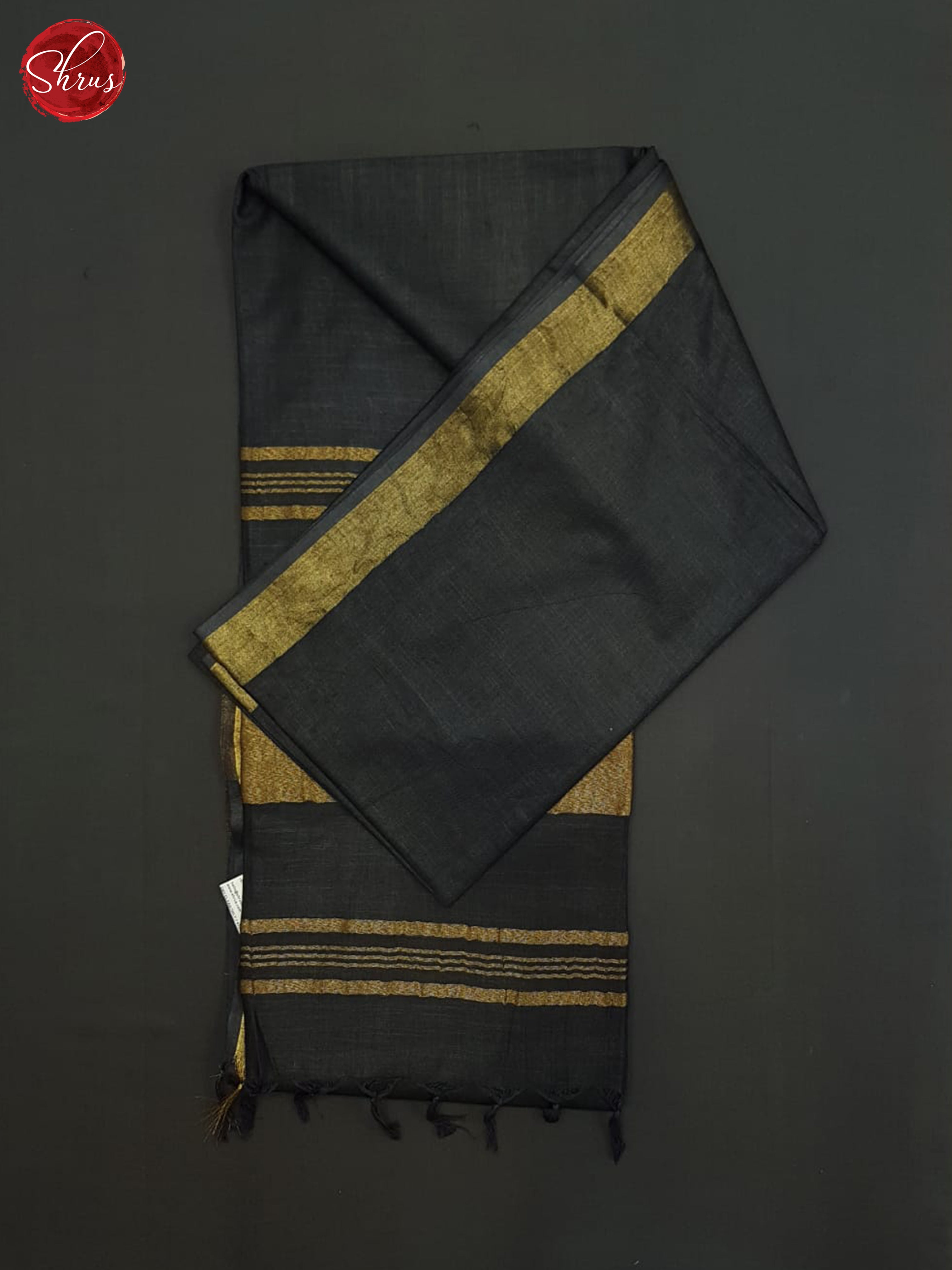 Black(Single tone)-Linen cotton Saree - Shop on ShrusEternity.com