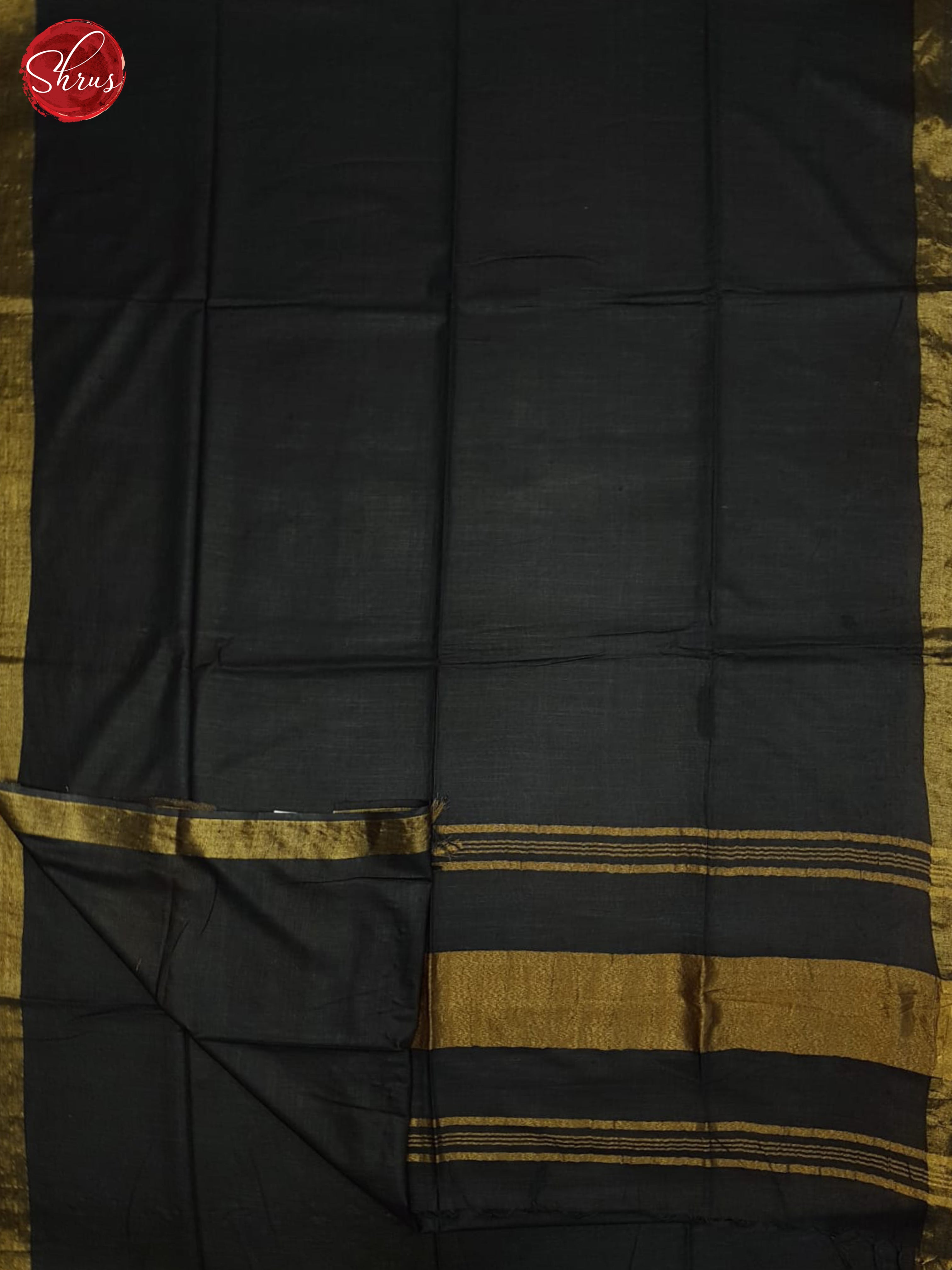 Black(Single tone)-Linen cotton Saree - Shop on ShrusEternity.com