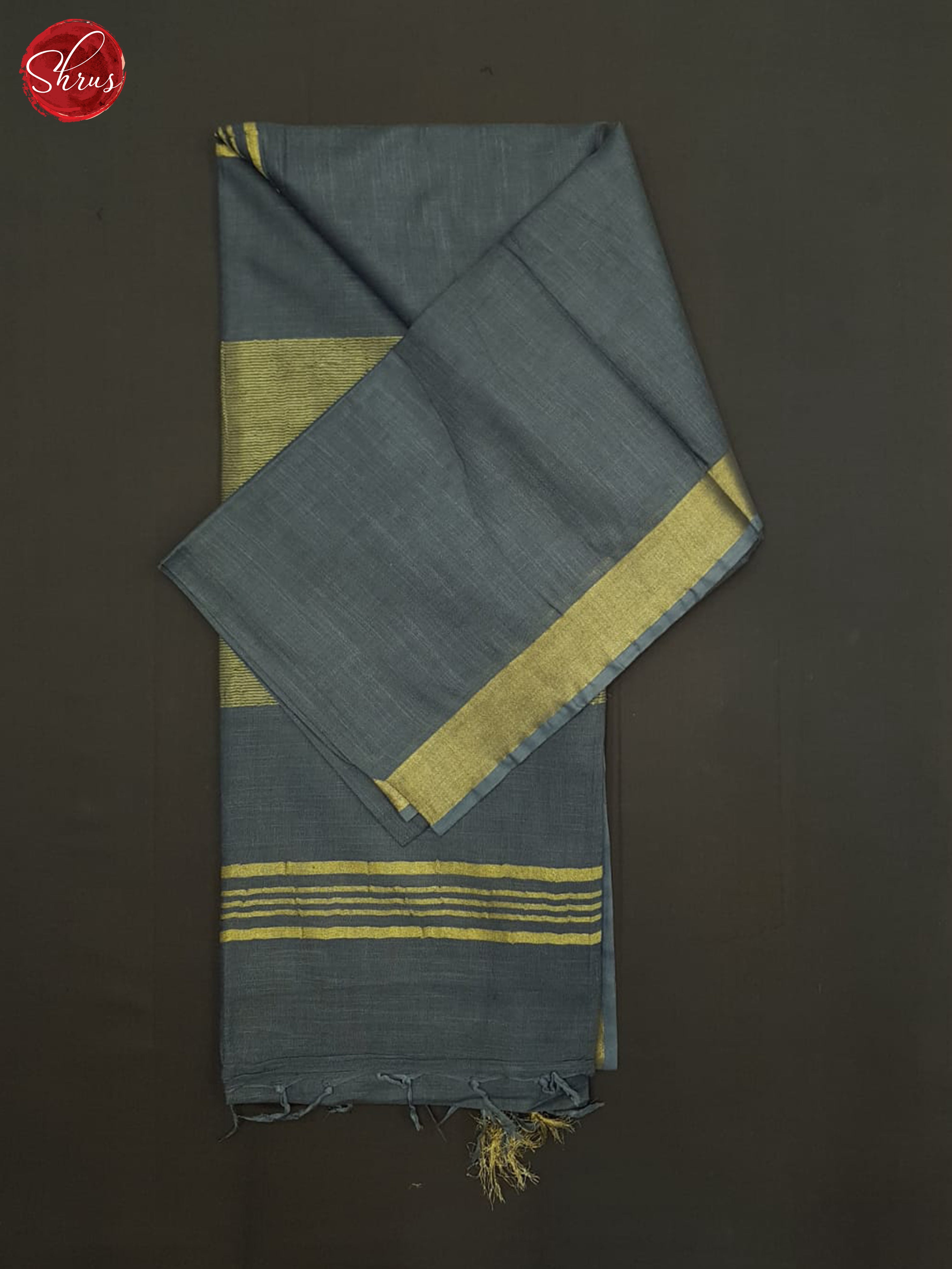 Bluish Grey(Single tone)-Linen Cotton Saree - Shop on ShrusEternity.com