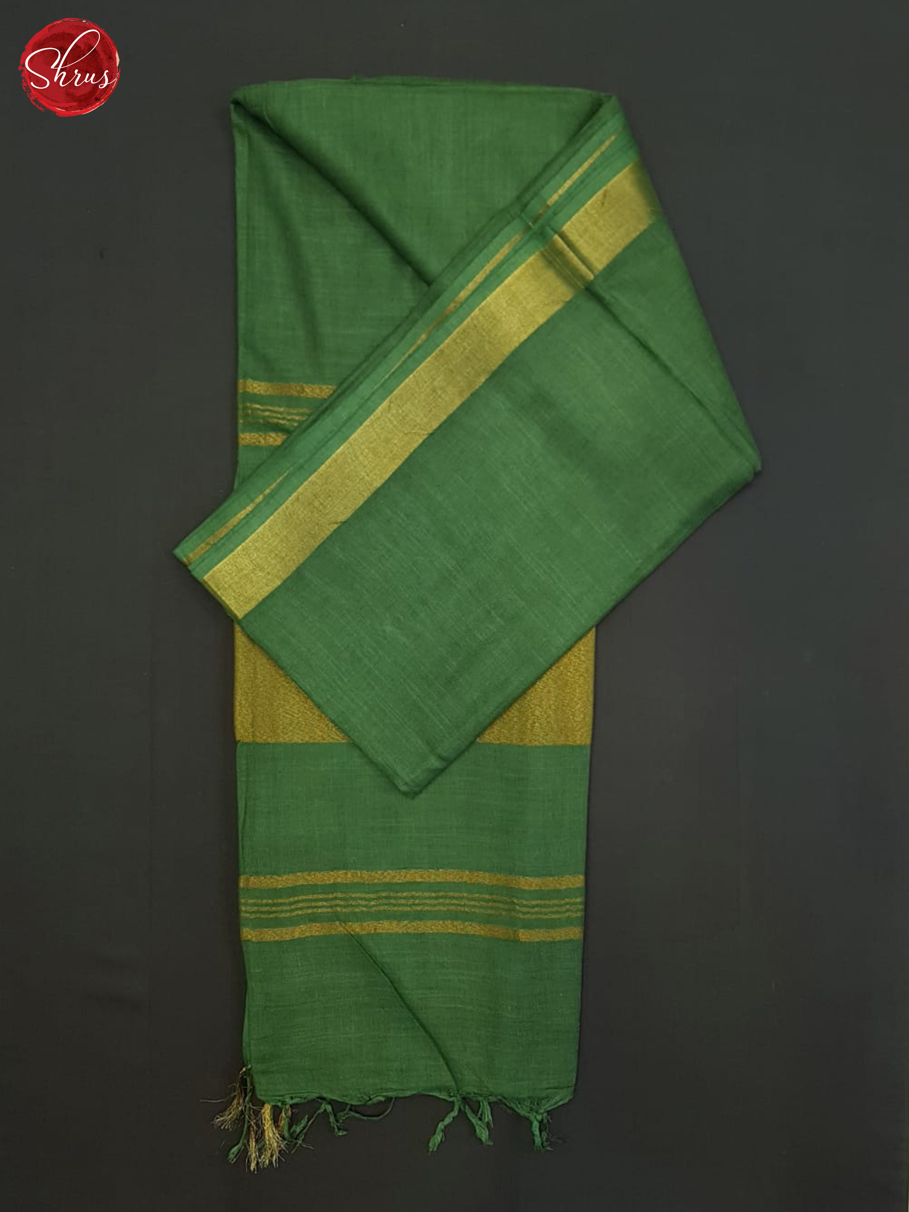 Green(Single tone)-Linen cotton Saree - Shop on ShrusEternity.com