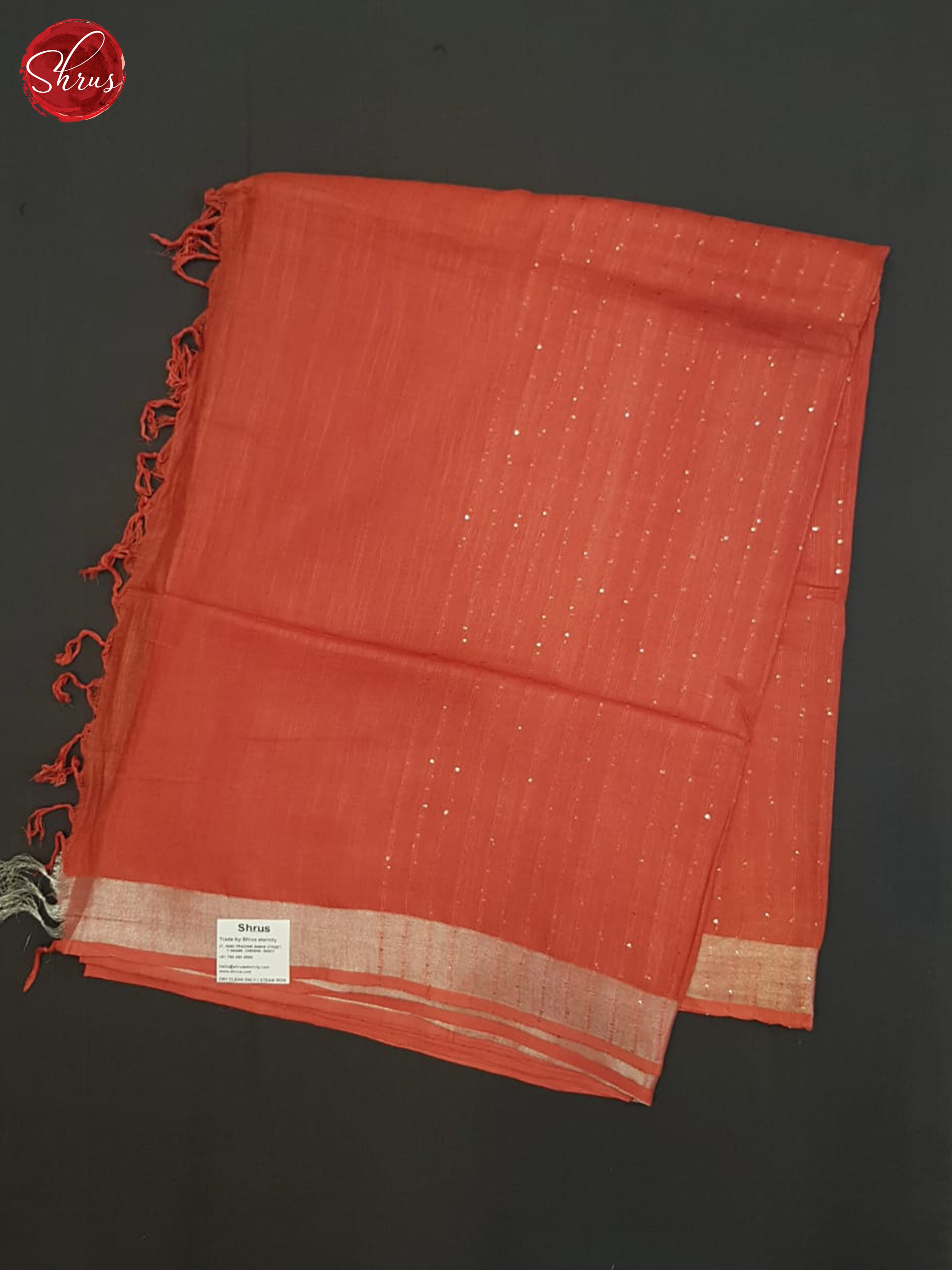 Orange(single tone)- Linen cotton Saree - Shop on ShrusEternity.com