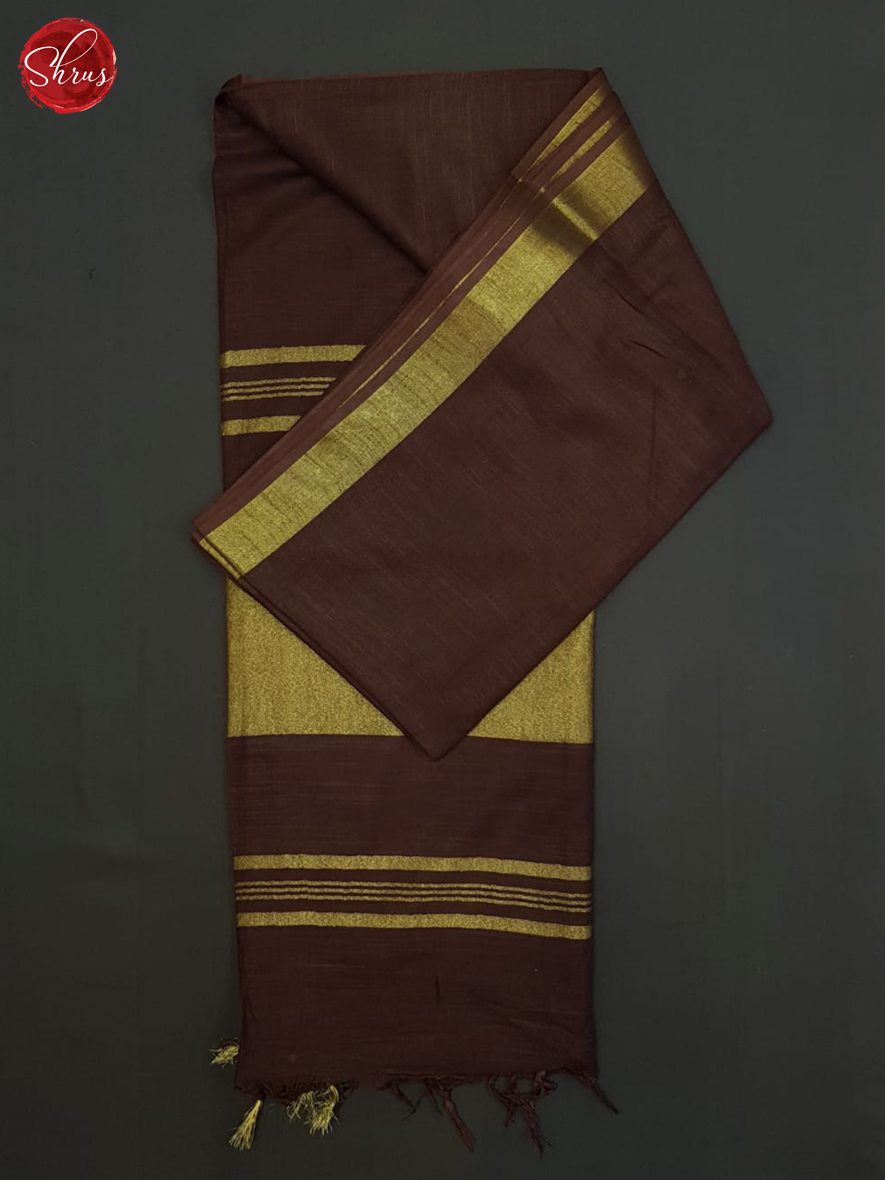 Brown(Single tone)- Linen Cotton Saree - Shop on ShrusEternity.com