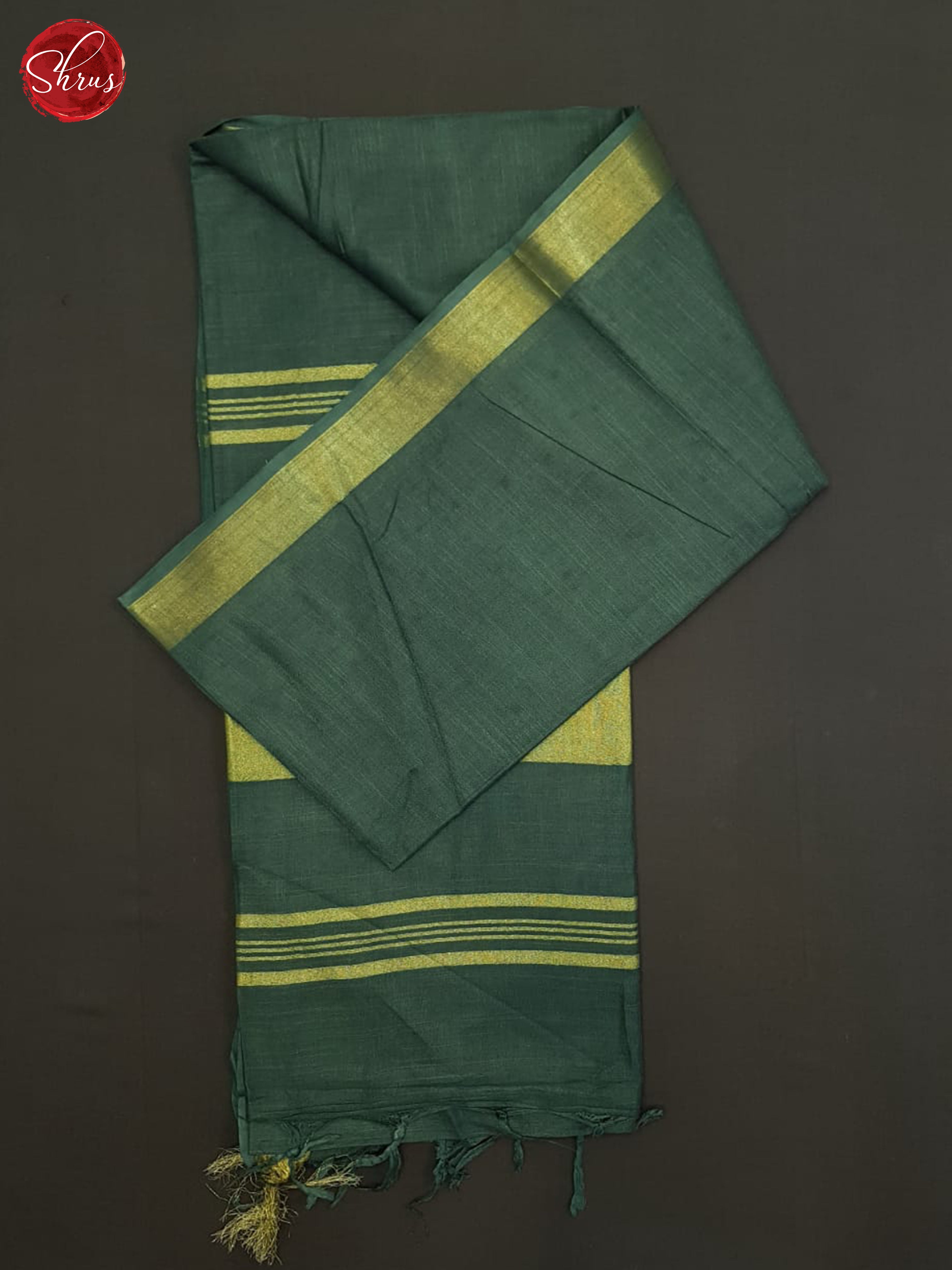 Greenish Grey(Single tone)- Linen cotton saree - Shop on ShrusEternity.com