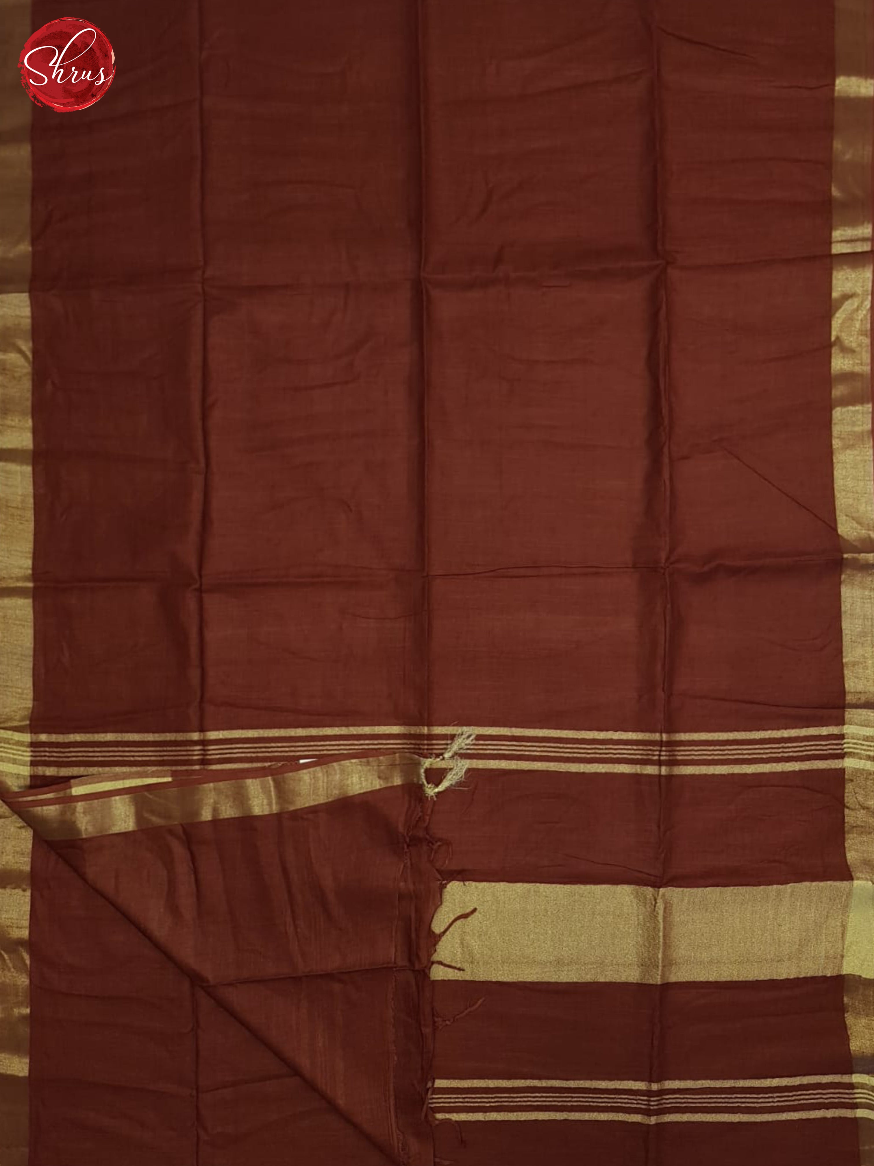 Brown(Single tonel)-Linen Cottin saree - Shop on ShrusEternity.com