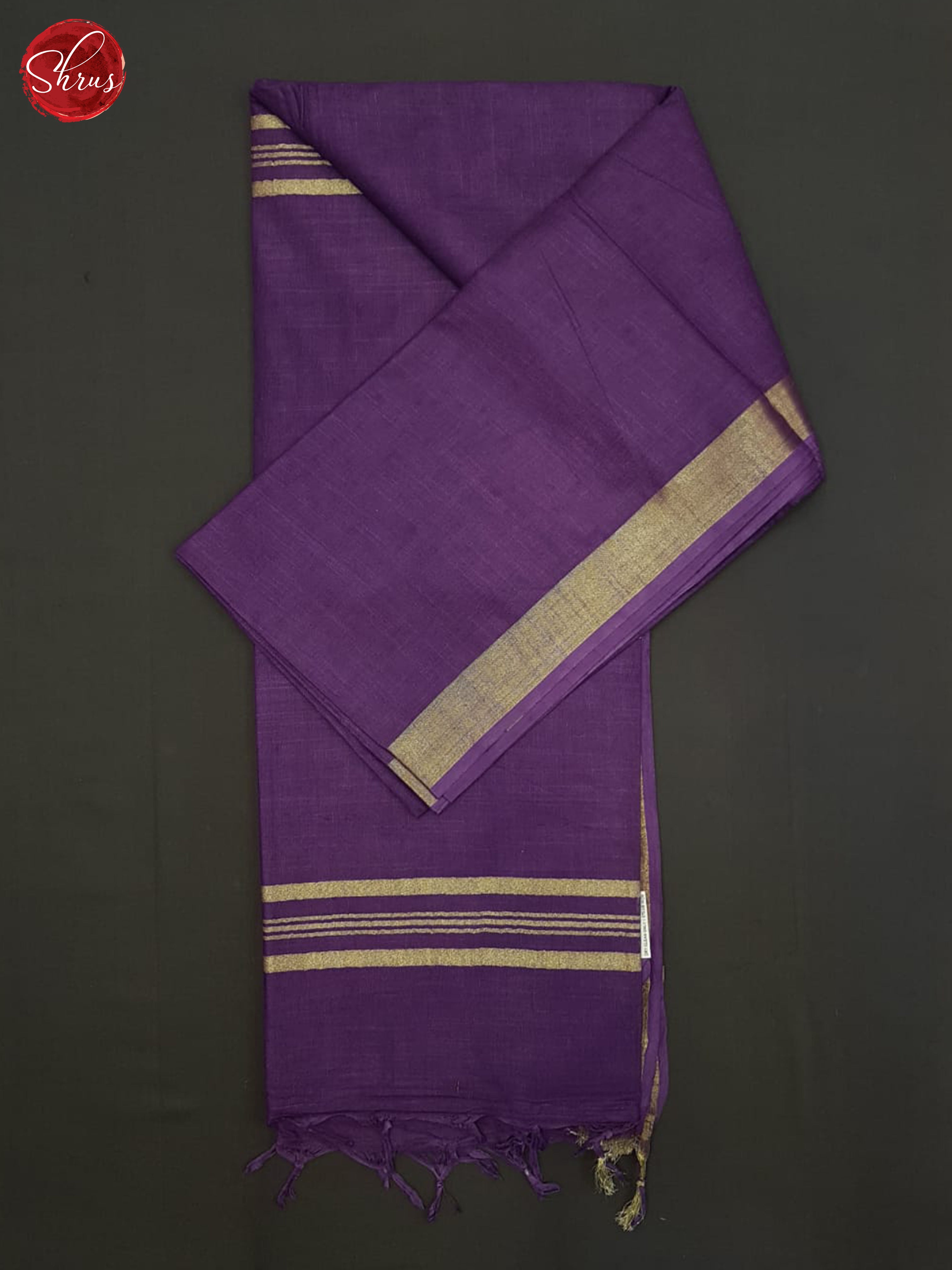 Eggplant(Single tone)- Linen Cotton saree - Shop on ShrusEternity.com