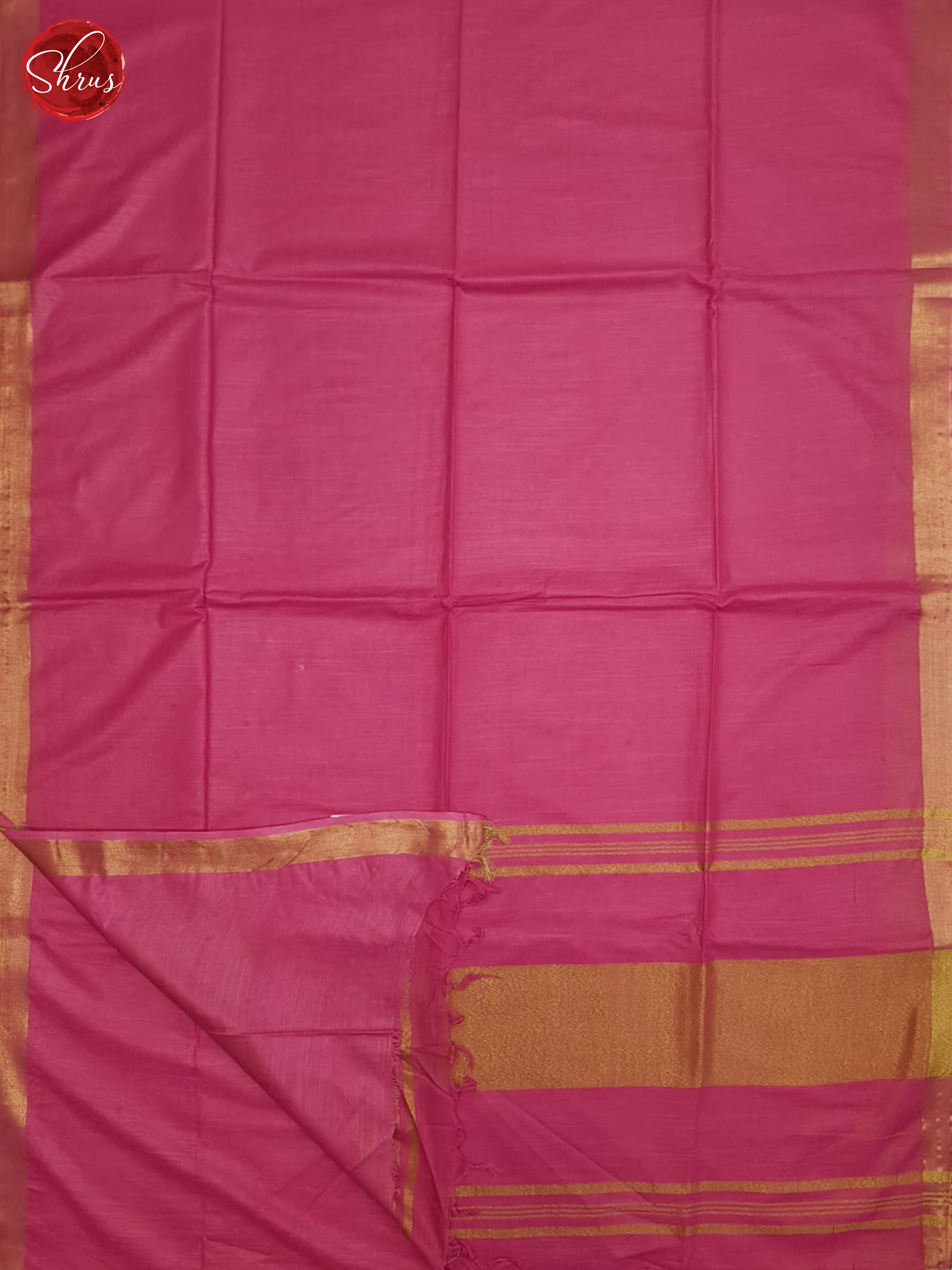 Pink(Single tone)-Linen Cotton Saree - Shop on ShrusEternity.com